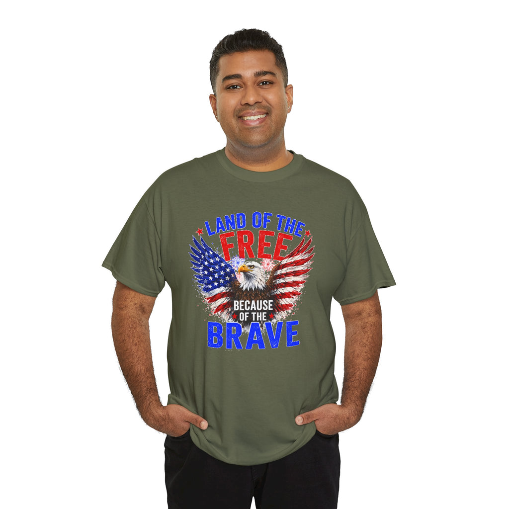 Land of the Free Because of the Brave Shirt, Patriotic Eagle T-Shirt, American Flag Tee, 4th of July Shirt, Veteran Gift, USA Pride Tee