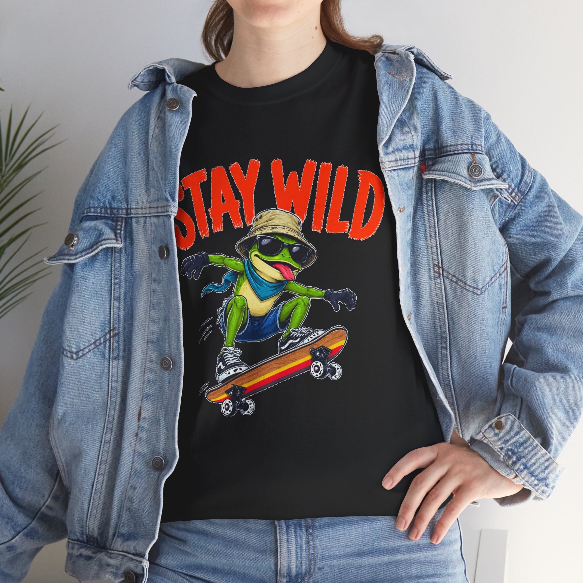 Stay Wild Frog Skateboard Shirt, Funny Frog T-Shirt, Skater Graphic Tee, Retro Frog Shirt, Cool Unisex Streetwear Tee