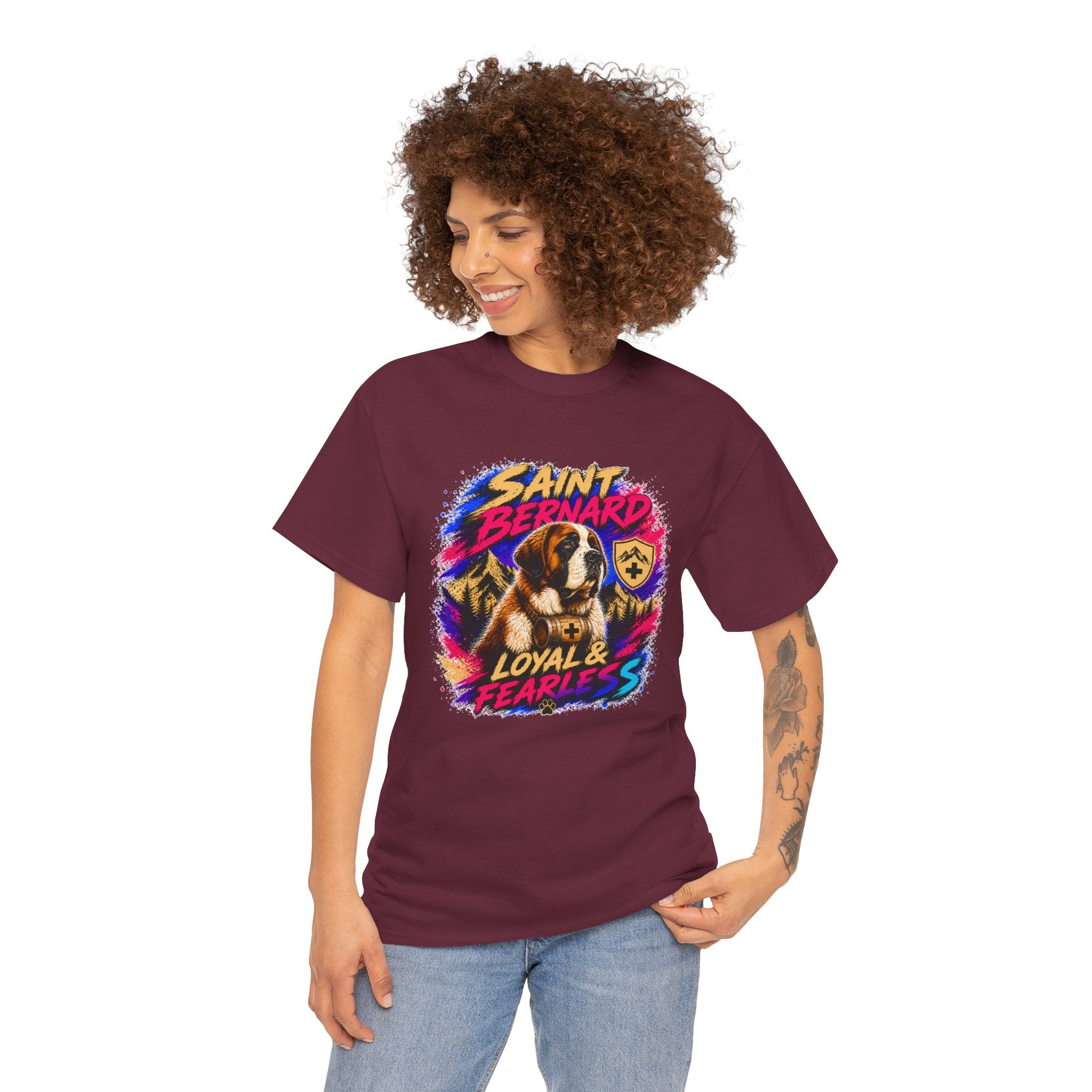 Saint Bernard Dog Shirt, Loyal & Fearless T-Shirt, Colorful Saint Bernard Tee, Dog Lover Gift, Unisex Graphic Tee