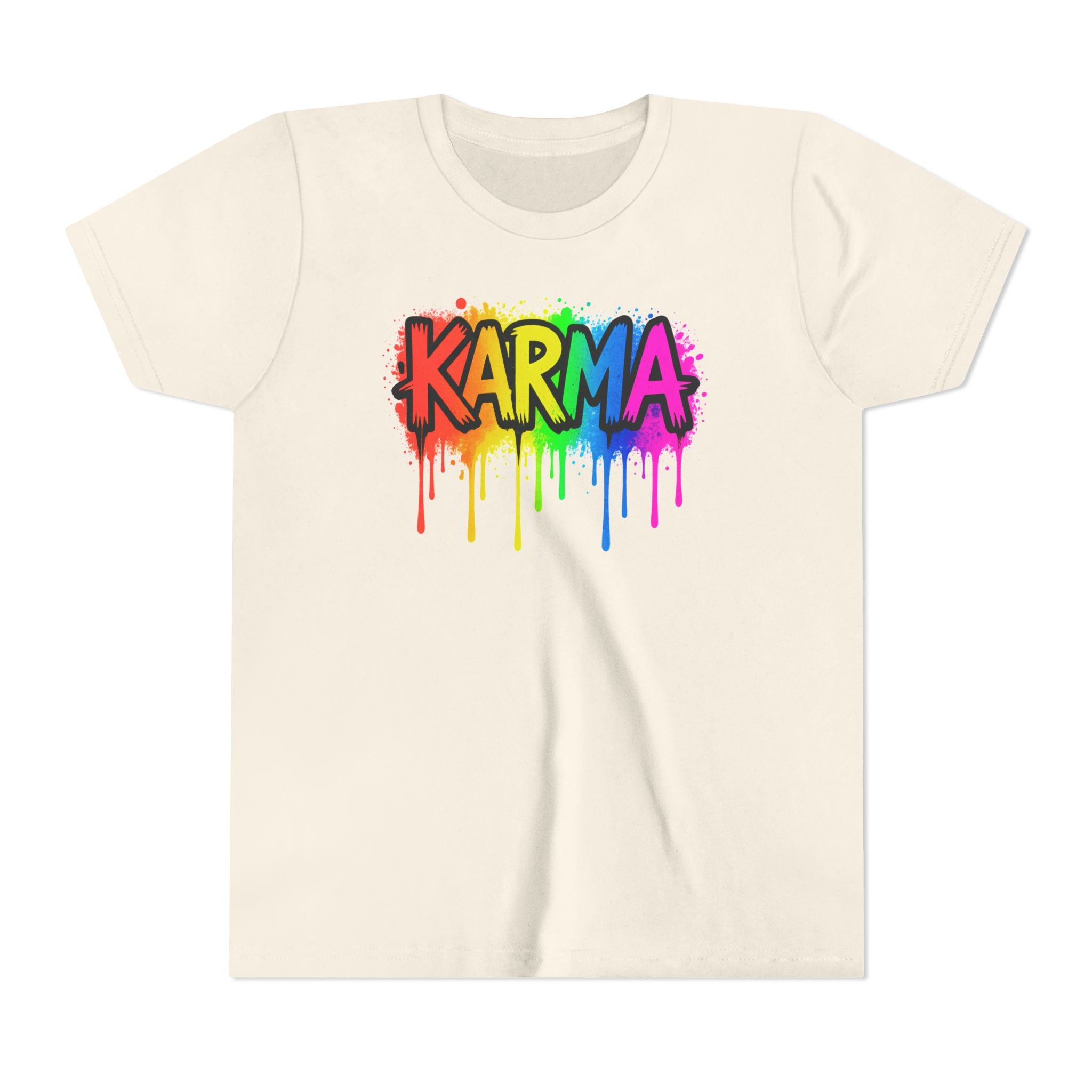 KARMA Rainbow Drip Youth Tee – Colorful Graffiti Kids T-Shirt