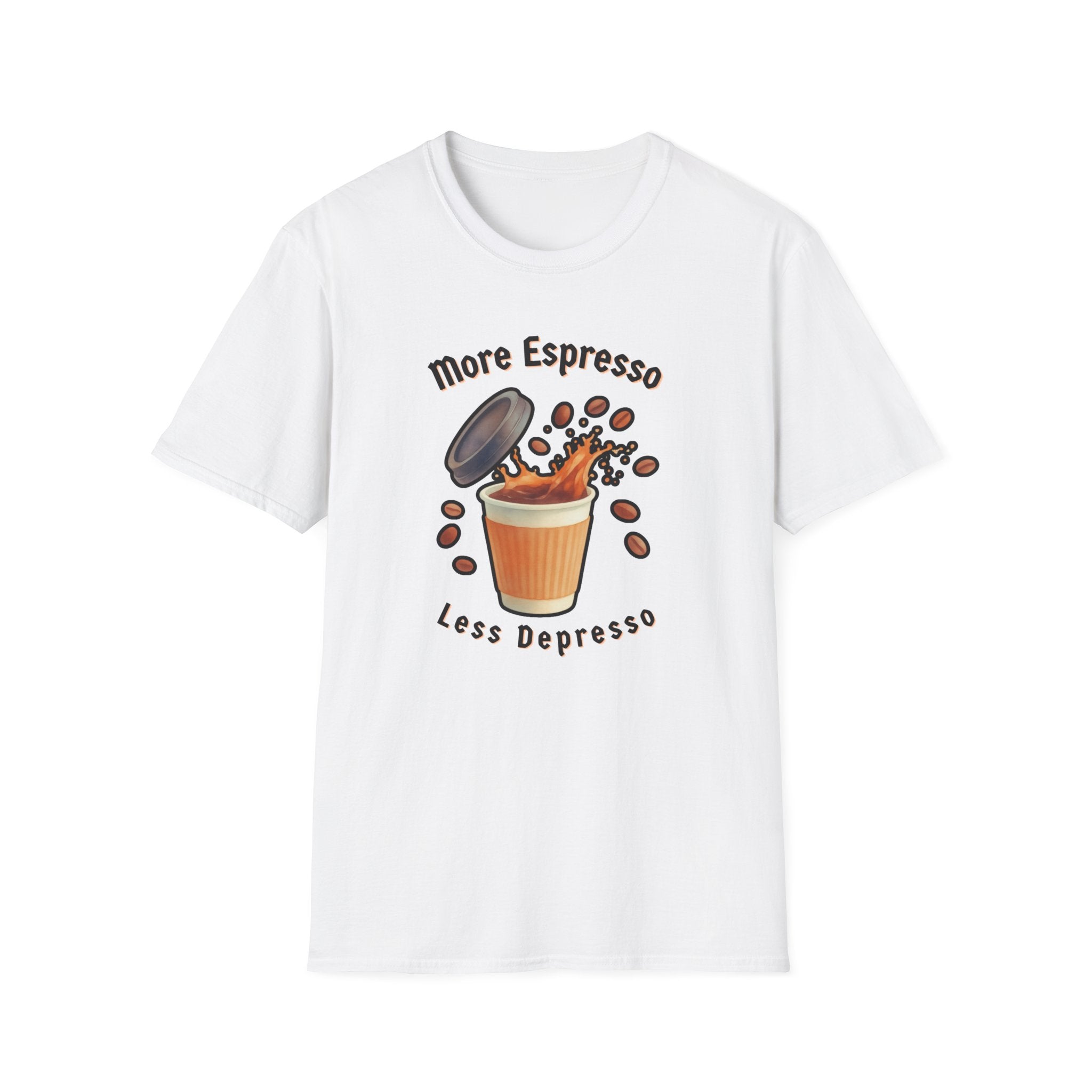 More Espresso Less Depresso Shirt, Funny Coffee T-Shirt, Cute Barista Gift, Coffee Lover Tee