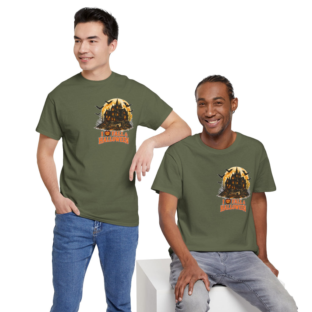 Halloween Fall Graphic Tee — "I  Fall & Halloween" Vintage Pumpkin & Spooky Characters Shirt