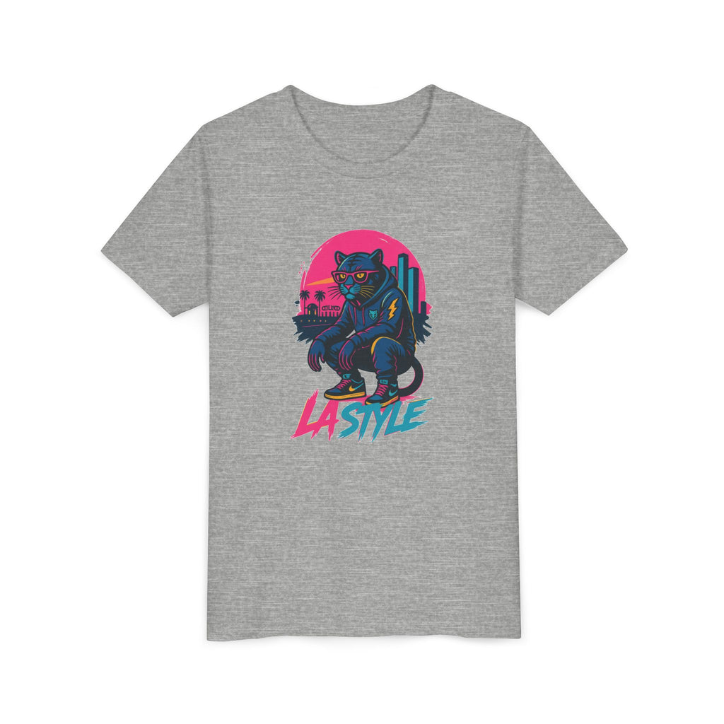 Youth Tee — Retro 'LA Style' Neon Panther Skate Design