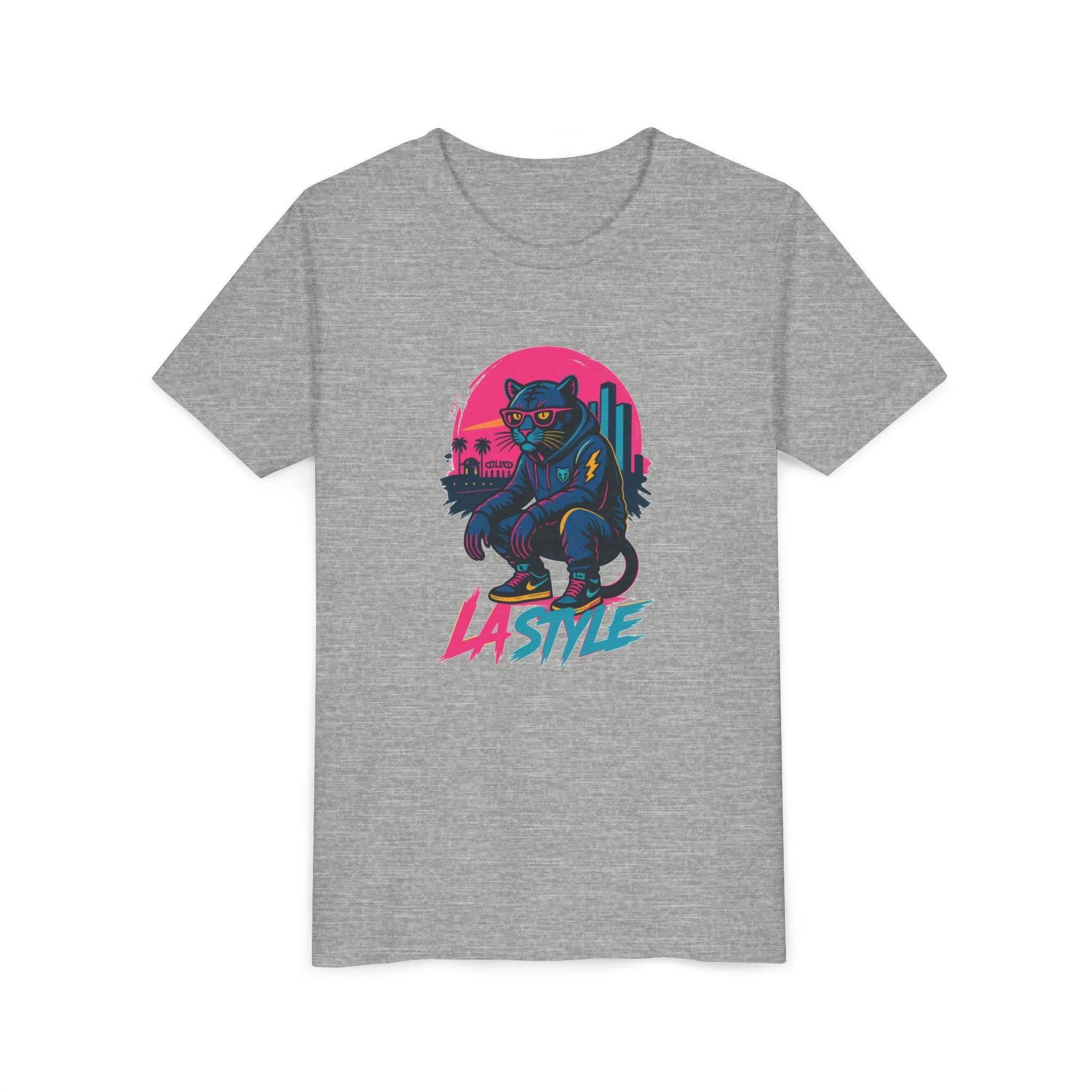 Youth Tee — Retro 'LA Style' Neon Panther Skate Design