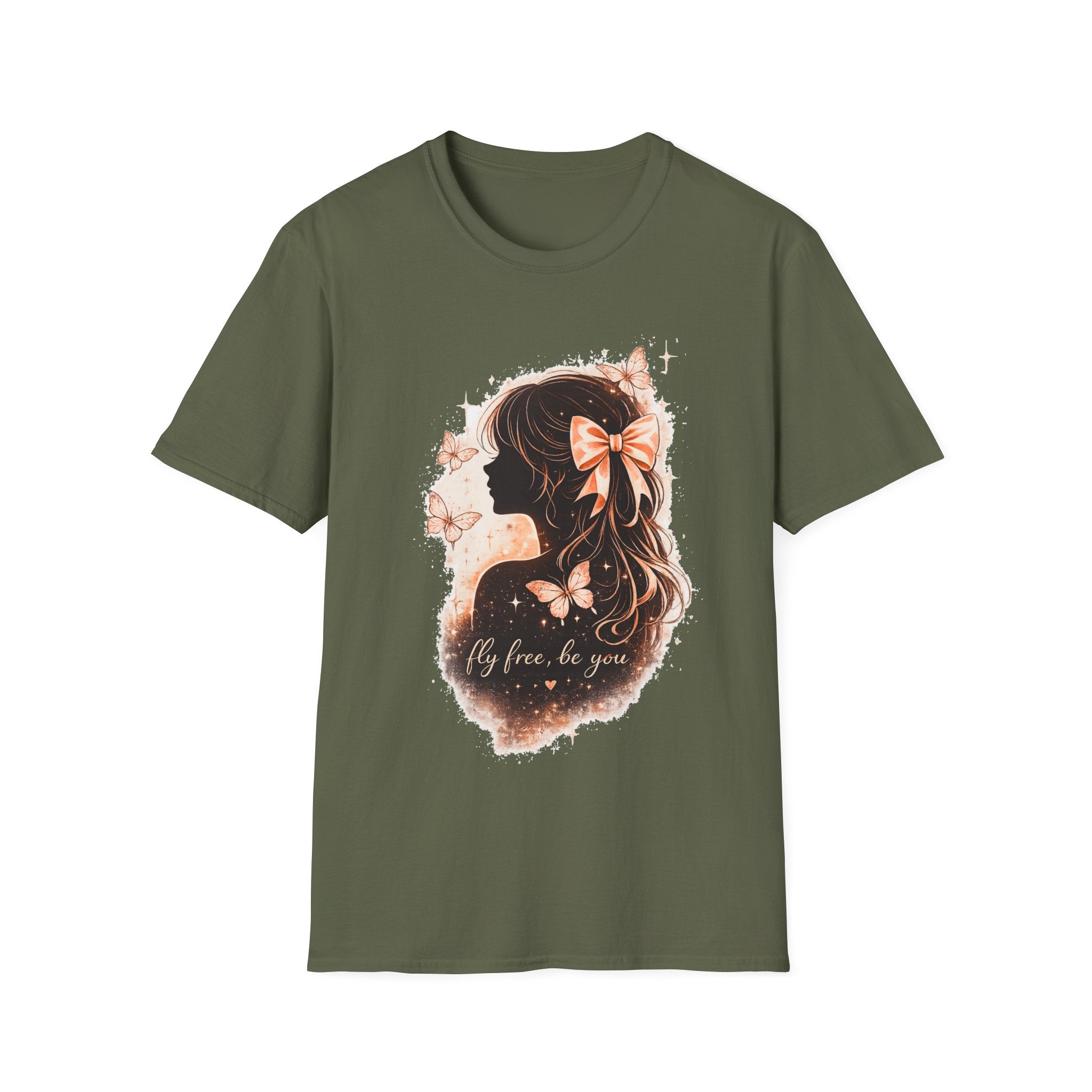 Coquette Butterfly Shirt, Feminine Aesthetic Tee, Soft Girl T-Shirt, Bow Graphic Tee, Cute Butterfly Shirt for Women, Trendy Pinterest Style