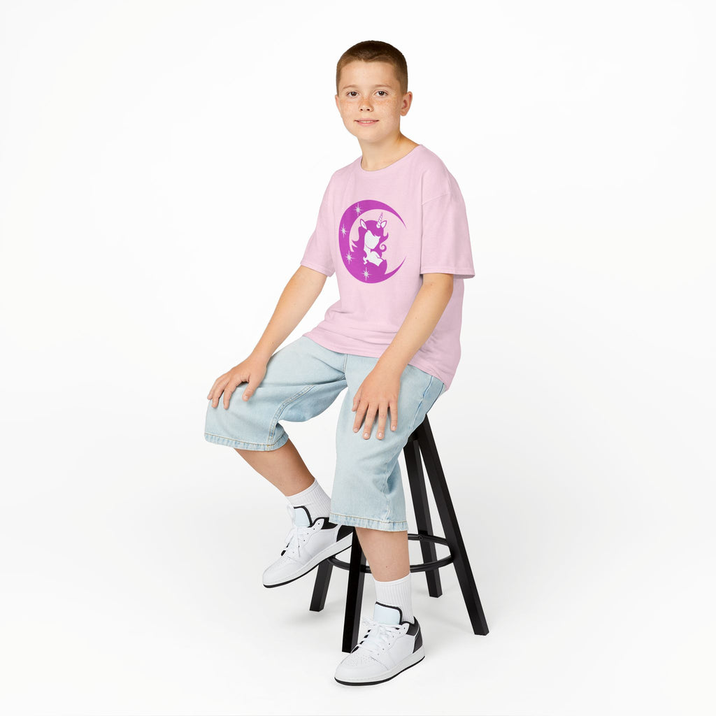 Kids T-Shirt — Pink Unicorn Moon Graphic Tee for Girls