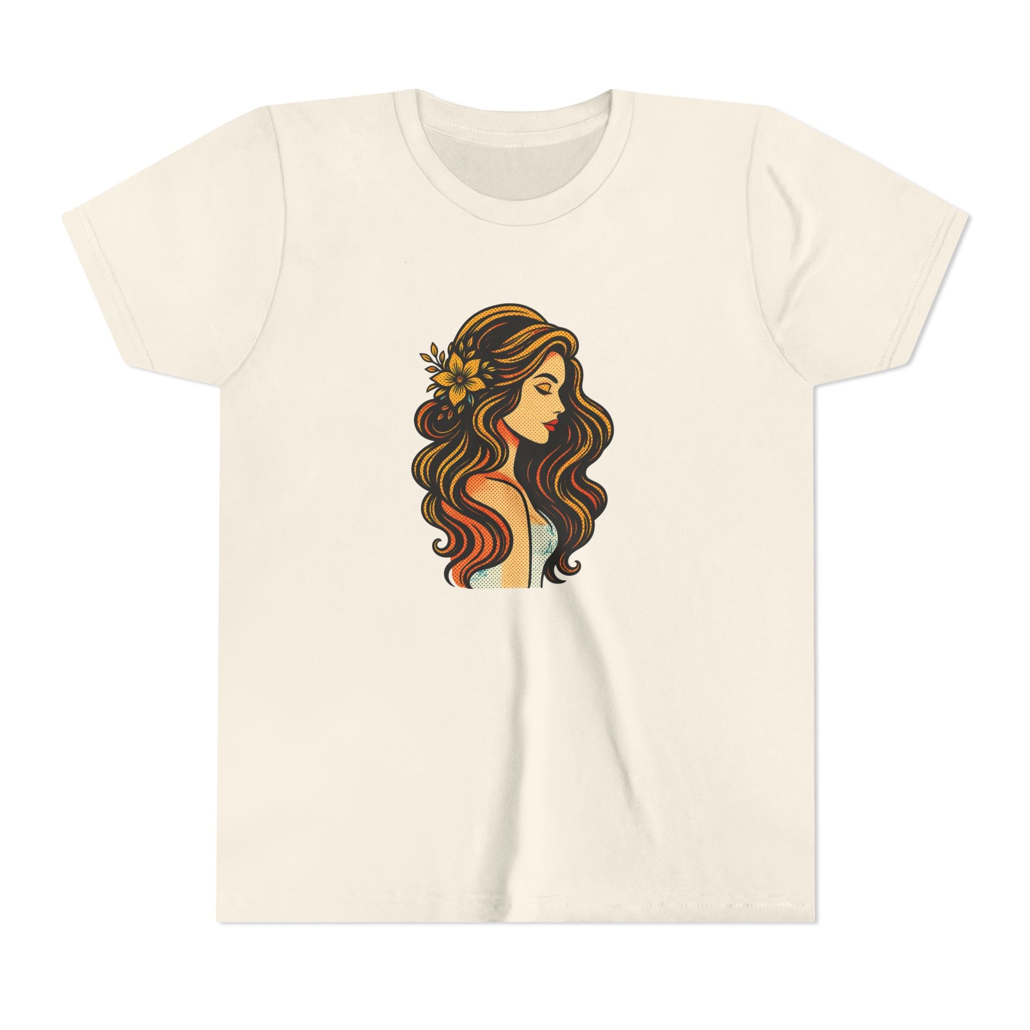 Youth Tee — Floral-Boho Girl Portrait Kids Shirt