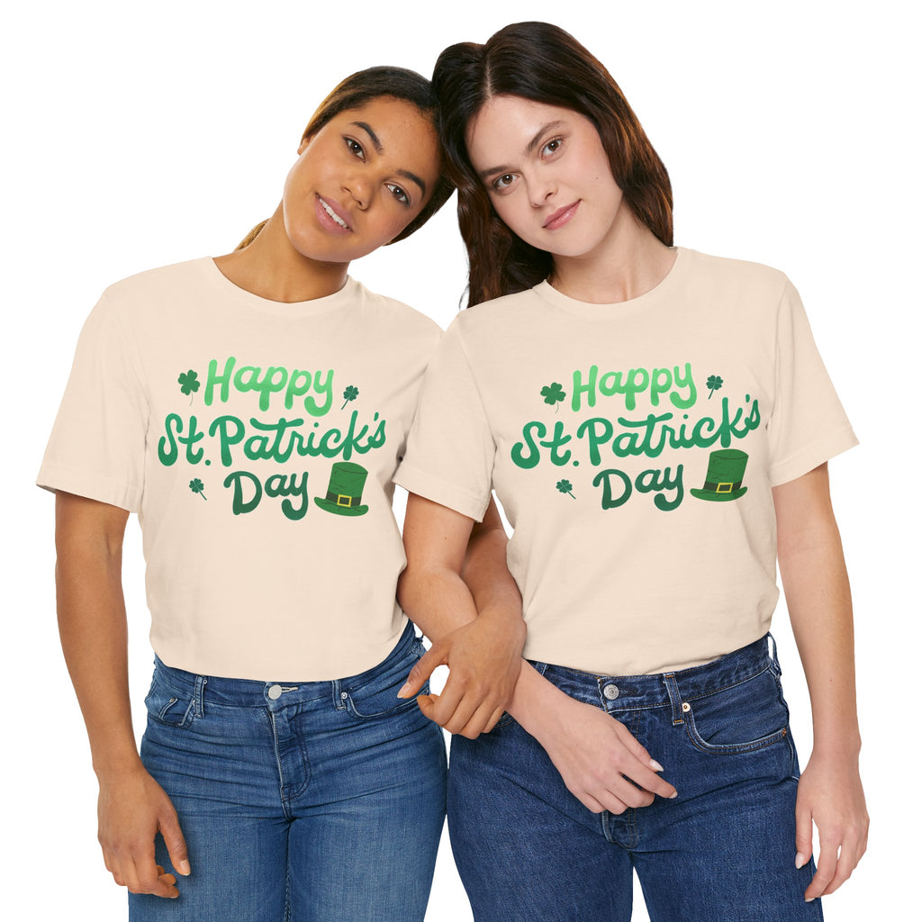 Happy St. Patrick's Day T-Shirt – Green Shamrock & Leprechaun Hat Tee
