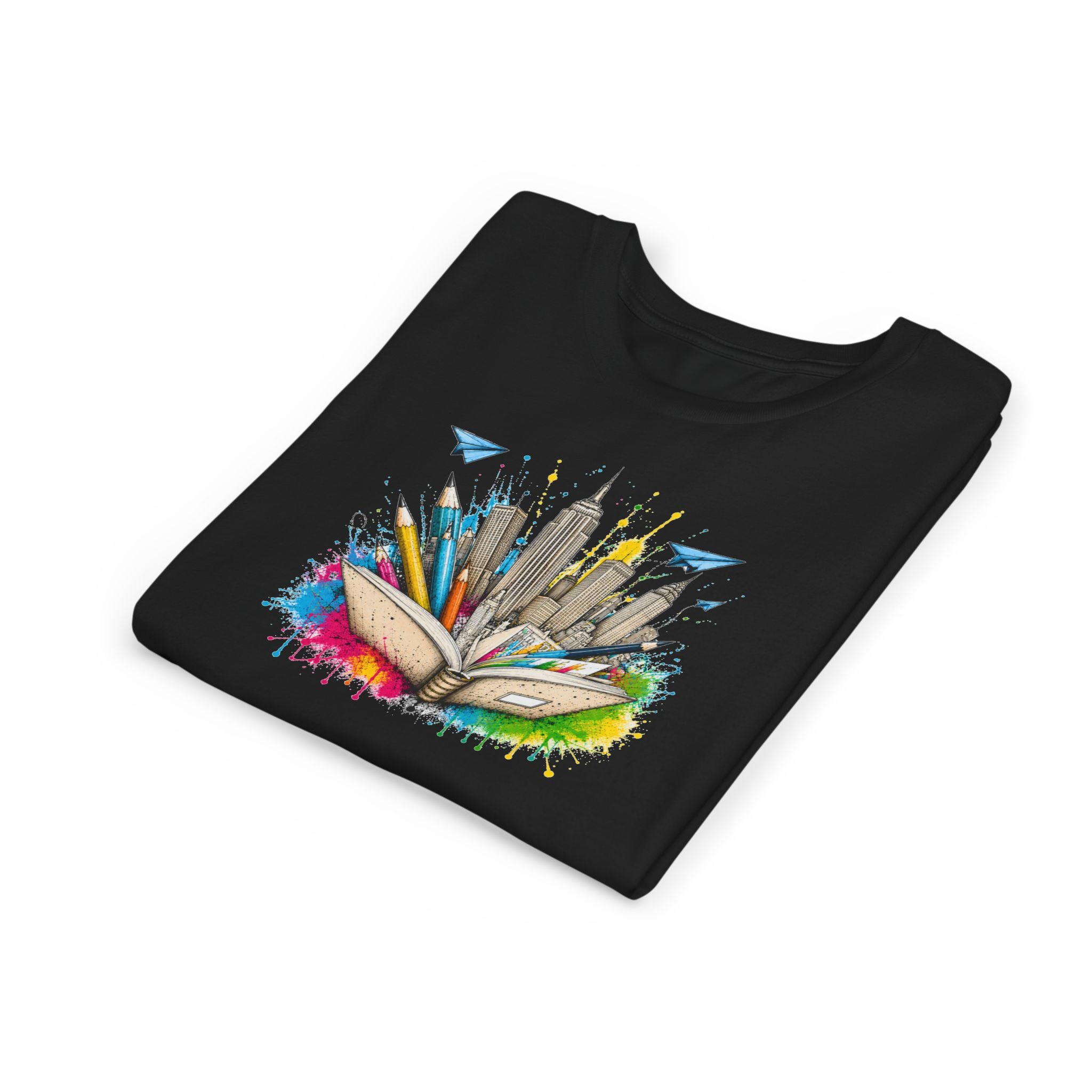 Youth Book City Tee — Colorful Reading Adventure Shirt for Kids
