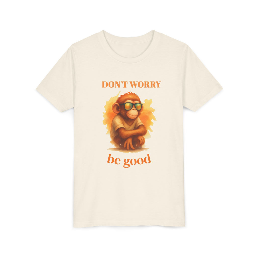 Funny Monkey T-Shirt “Don’t Worry Be Good”, Cute Animal Tee, Kids Graphic Shirt, Cool Monkey Shirt, Gift for Kids