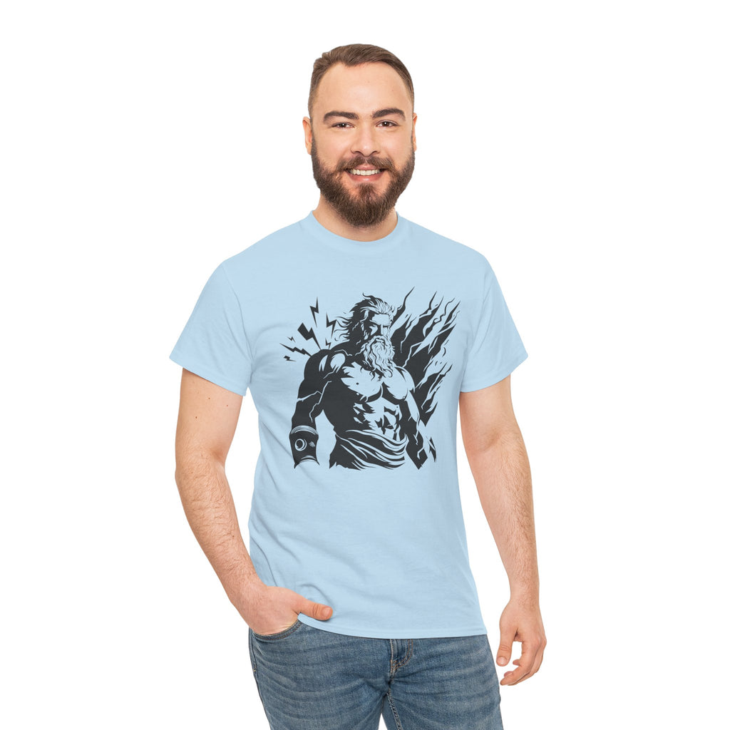 Greek God Zeus Illustration T‑Shirt — Mythic Lightning God Tee