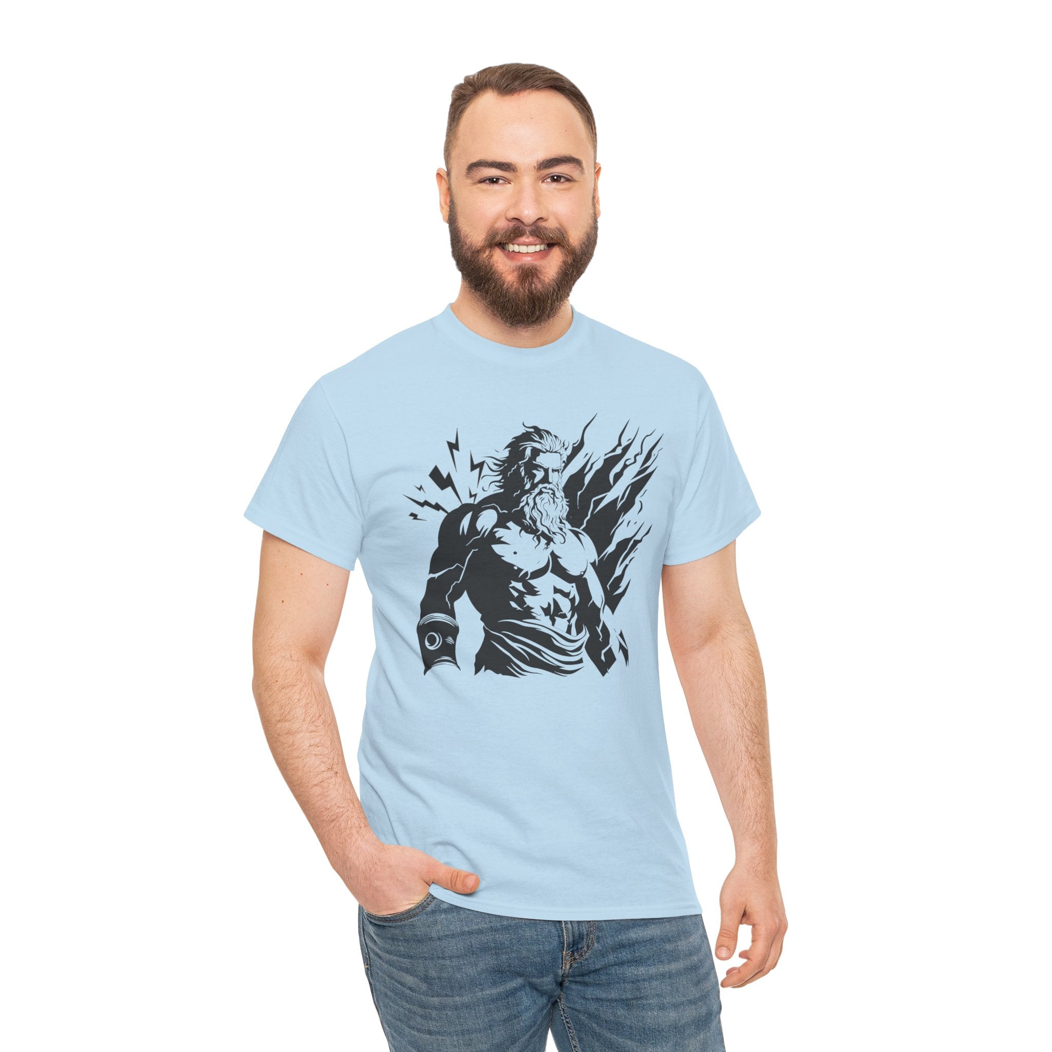 Greek God Zeus Illustration T‑Shirt — Mythic Lightning God Tee