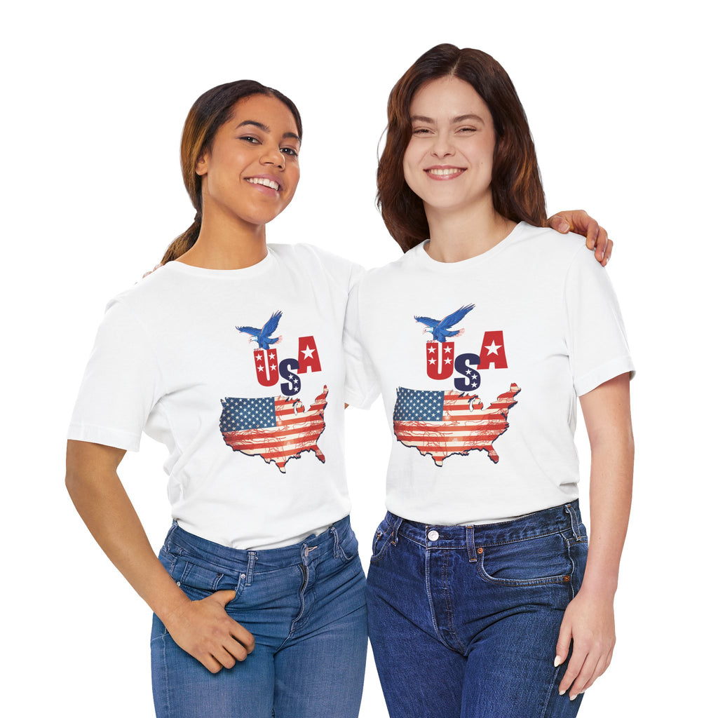 USA Flag Map T-Shirt, Patriotic Eagle Shirt, 4th of July Shirt, American Flag Tee, Independence Day Gift
