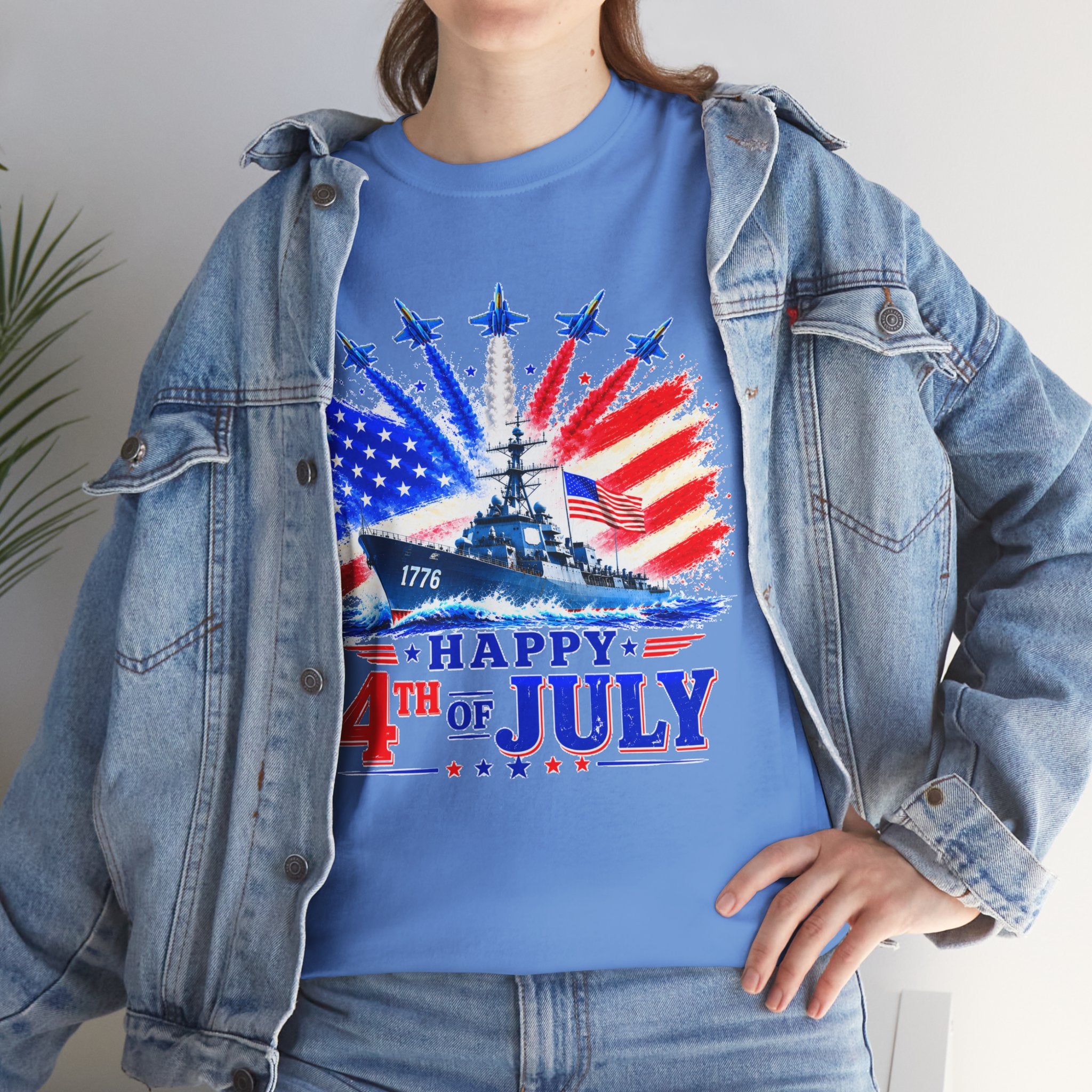 Happy 4th of July Shirt, Patriotic USA Flag Tee, American Eagle & Navy Ship Shirt, Independence Day T-Shirt, Military Pride Gift