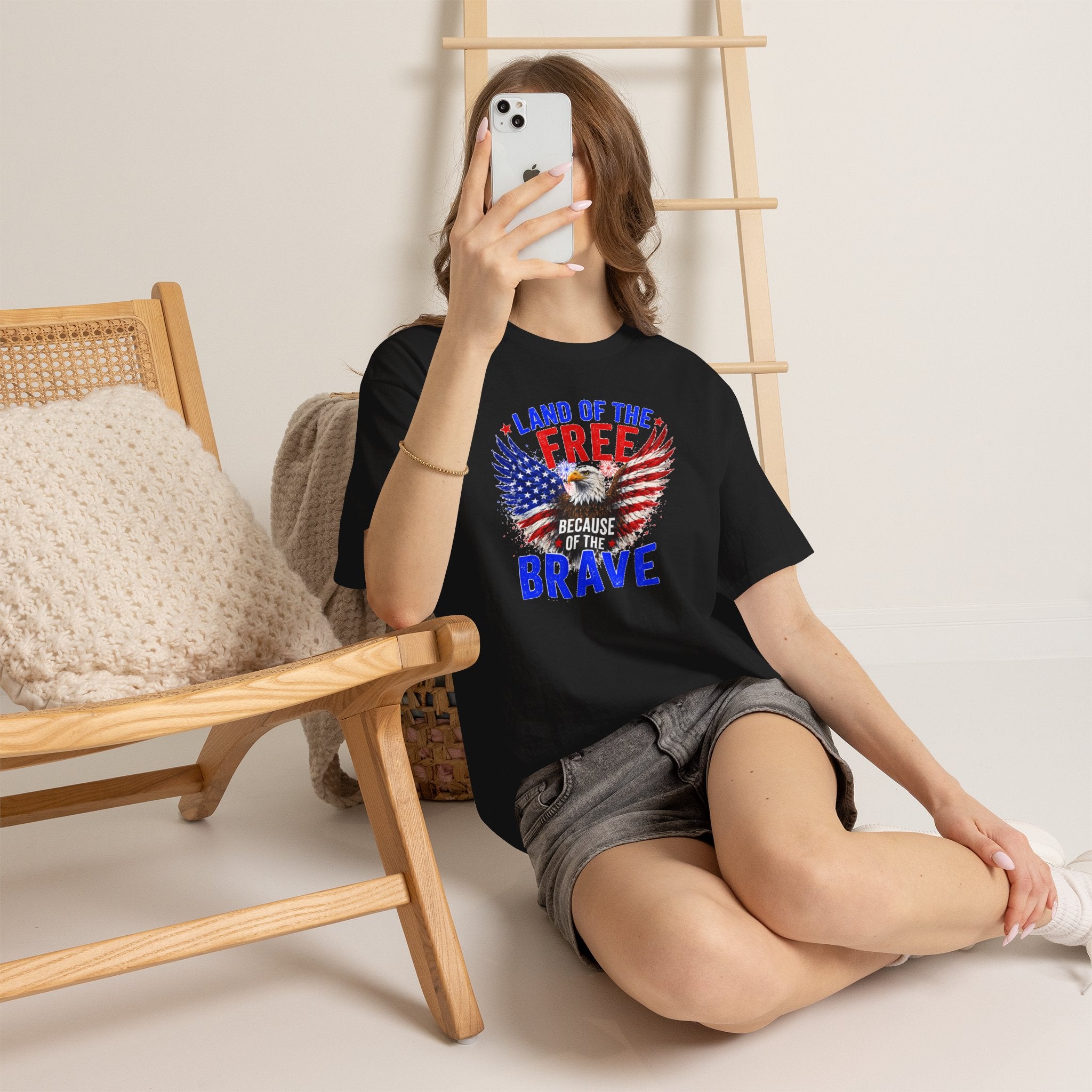 Land of the Free Because of the Brave Shirt, Patriotic Eagle T-Shirt, American Flag Tee, 4th of July Shirt, Veteran Gift, USA Pride Tee