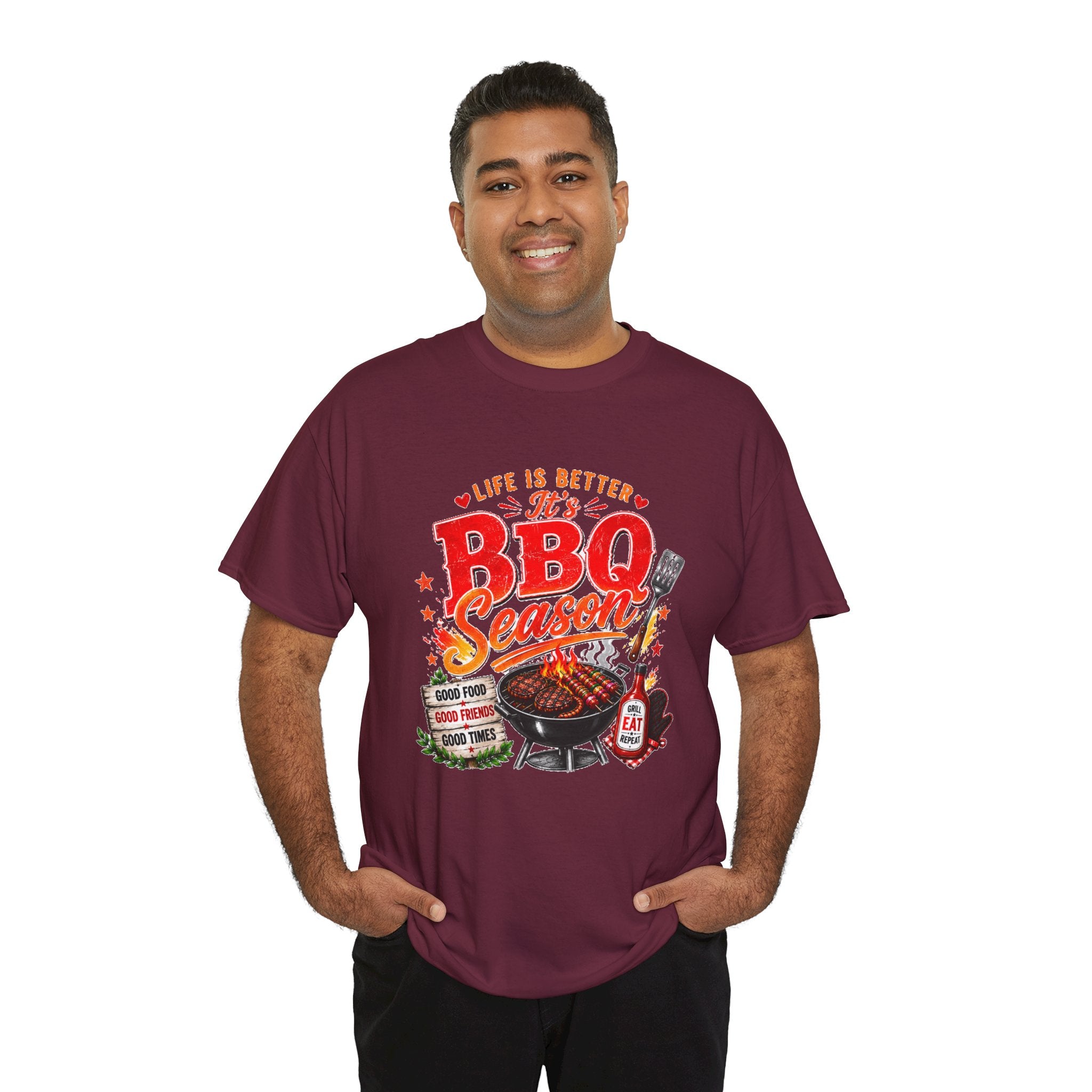 BBQ Season T-Shirt | Life Is Better It's BBQ Season Tee | Funny Grill Shirt | Summer Cookout Shirt | Barbecue Lover Gift | Backyard BBQ Tee