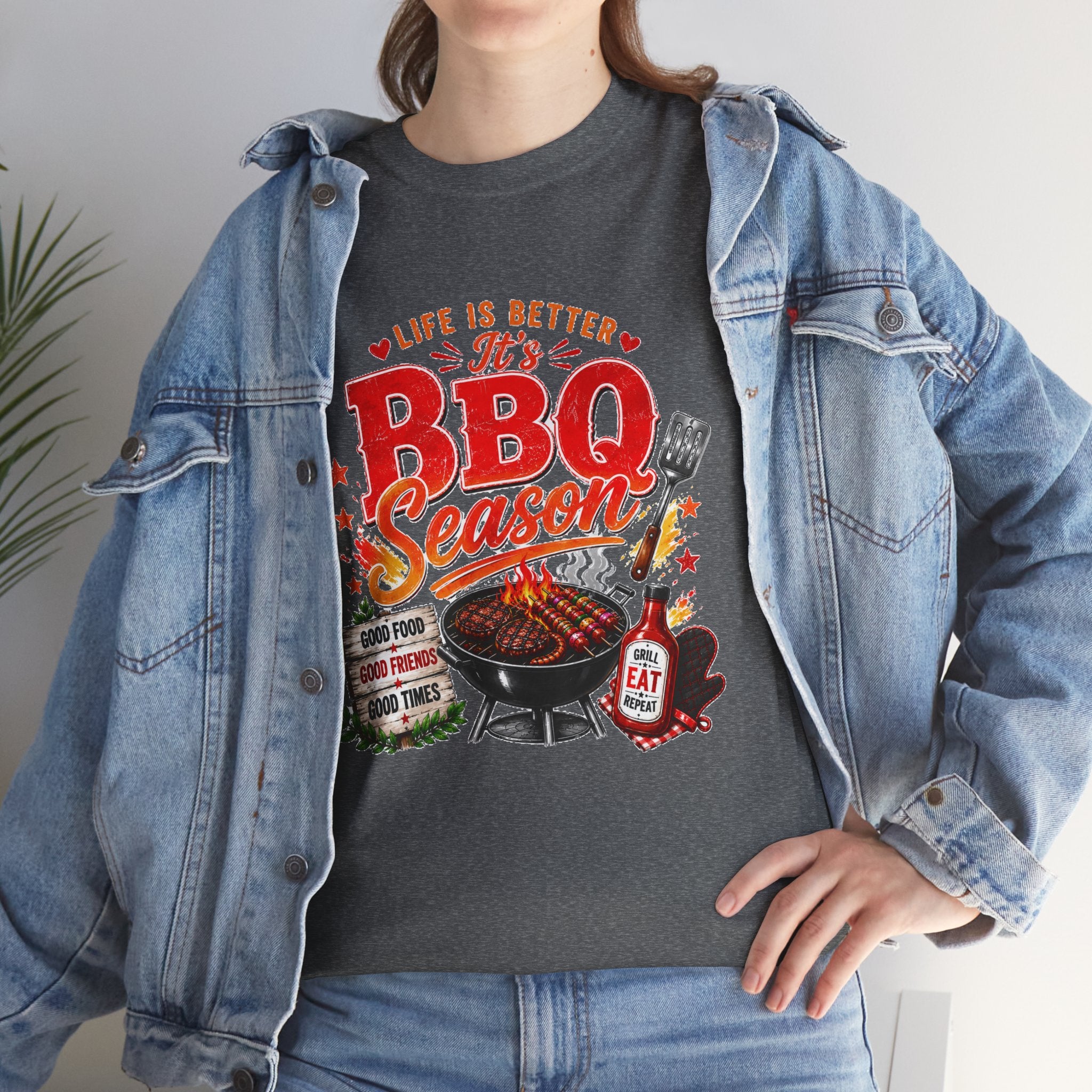 BBQ Season T-Shirt | Life Is Better It's BBQ Season Tee | Funny Grill Shirt | Summer Cookout Shirt | Barbecue Lover Gift | Backyard BBQ Tee