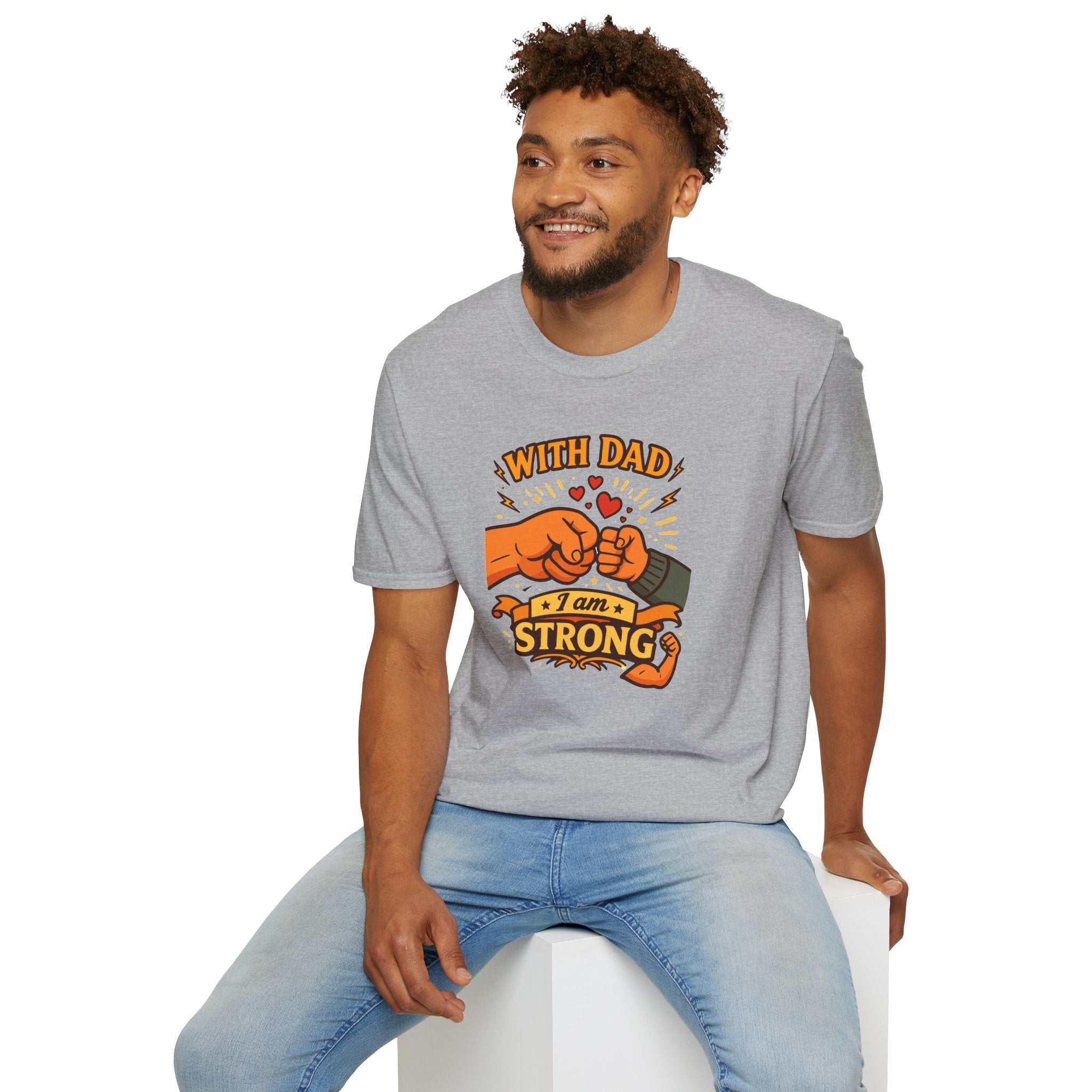 With Dad I Am Strong Shirt, Father’s Day Gift for Dad, Fist Bump Dad Tee, Matching Family Shirt, Cute Dad T-Shirt