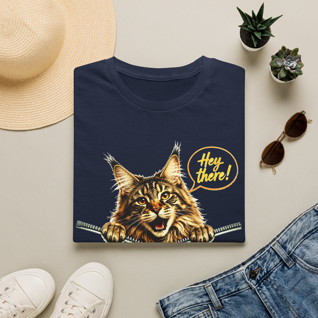 Cute Maine Coon Cat Shirt, Funny Cat Lover Tee, Hey There Cat Graphic T-Shirt, Cute Animal Shirt, Gift for Cat Mom, Unisex Tee