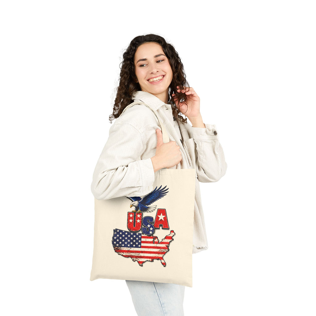 USA Patriotic Tote Bag with Eagle & American Flag Design 🇺🇸