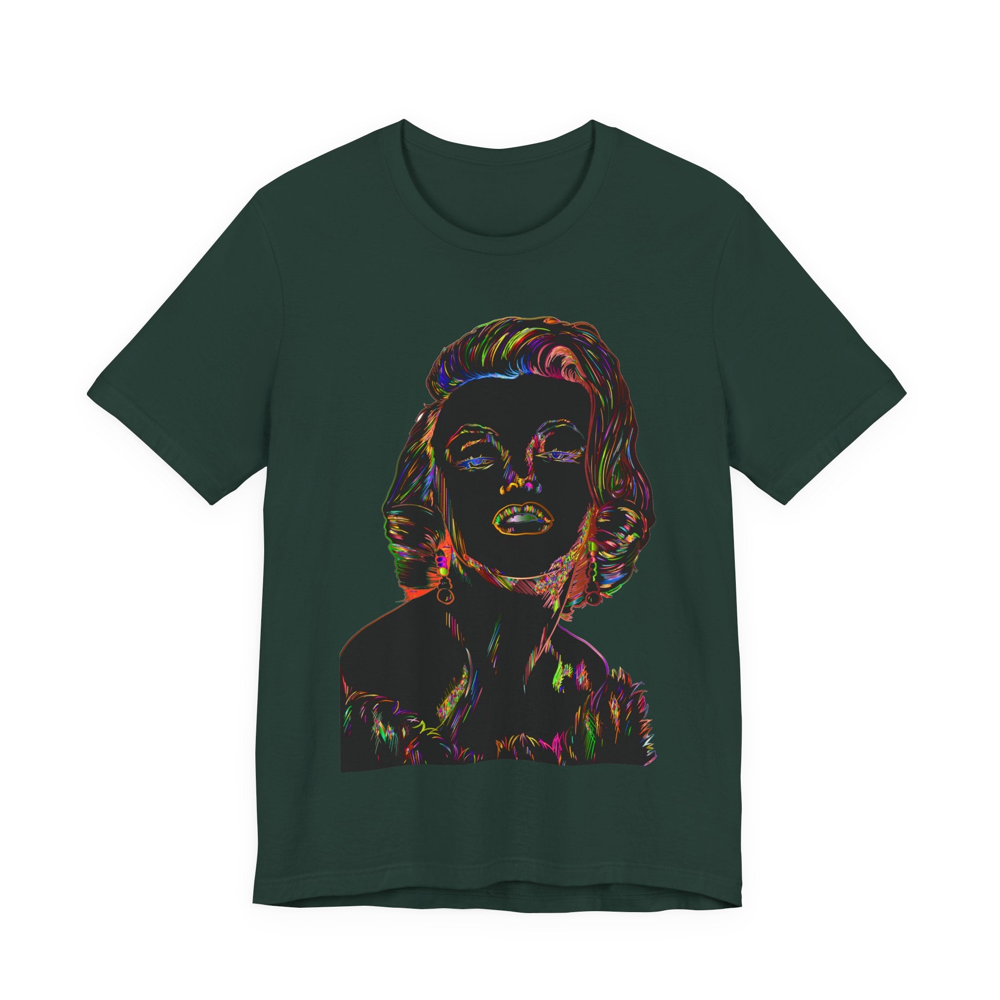 Neon Pop Art Portrait T-Shirt – Retro Rainbow Graphic Tee