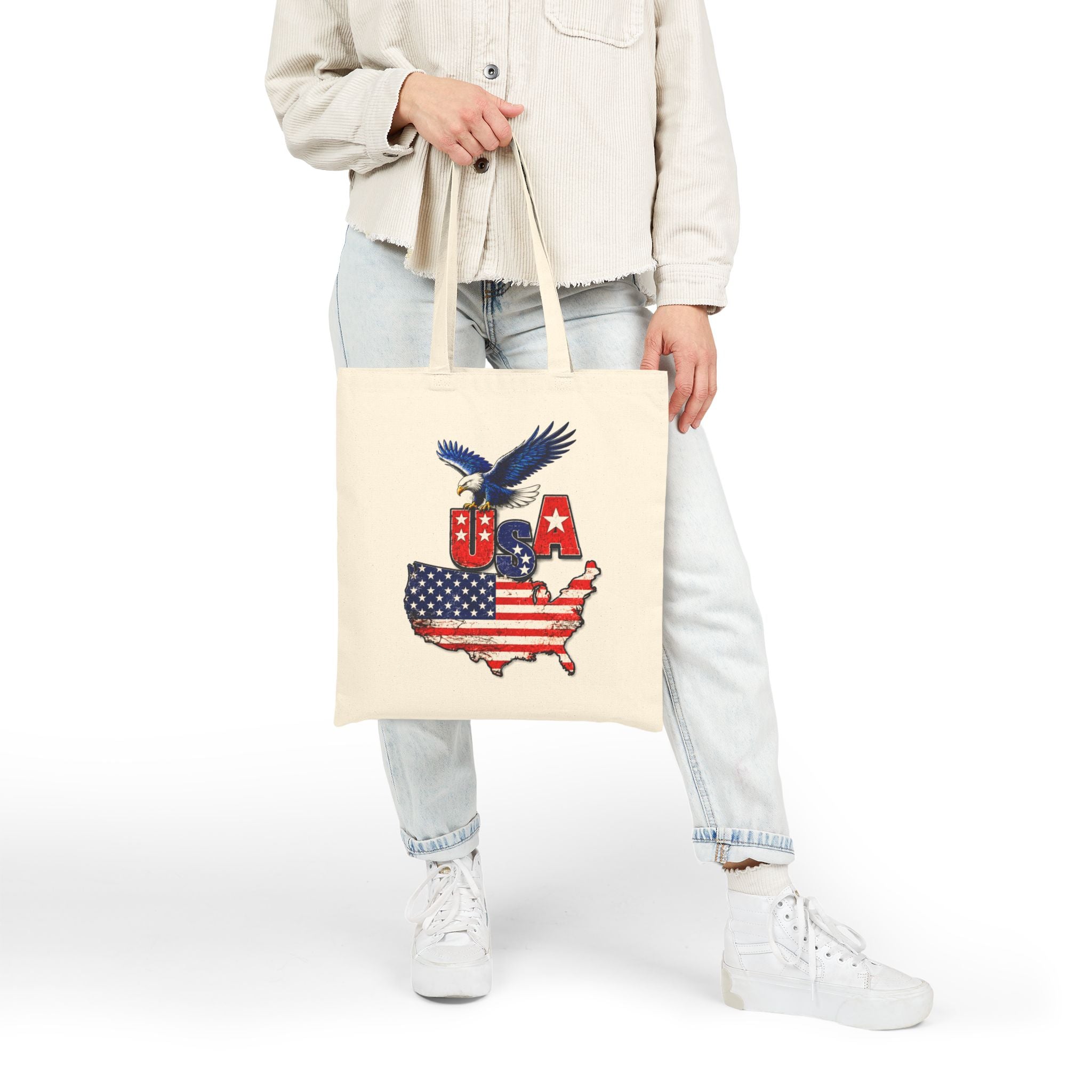 USA Patriotic Tote Bag with Eagle & American Flag Design 🇺🇸