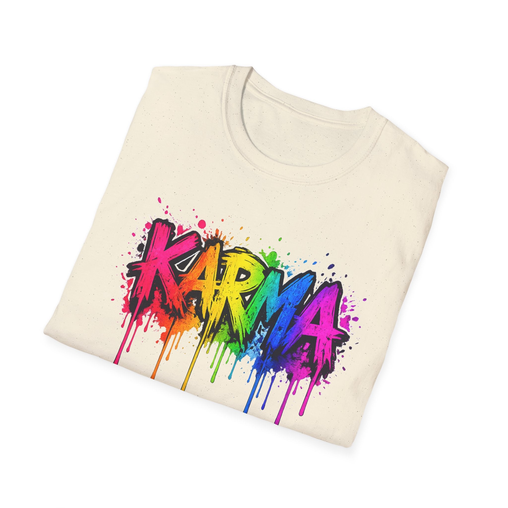 Karma Rainbow Drip Shirt, Funny Graphic Tee, Colorful Streetwear T-Shirt, Unisex Casual Tee, Gift Idea