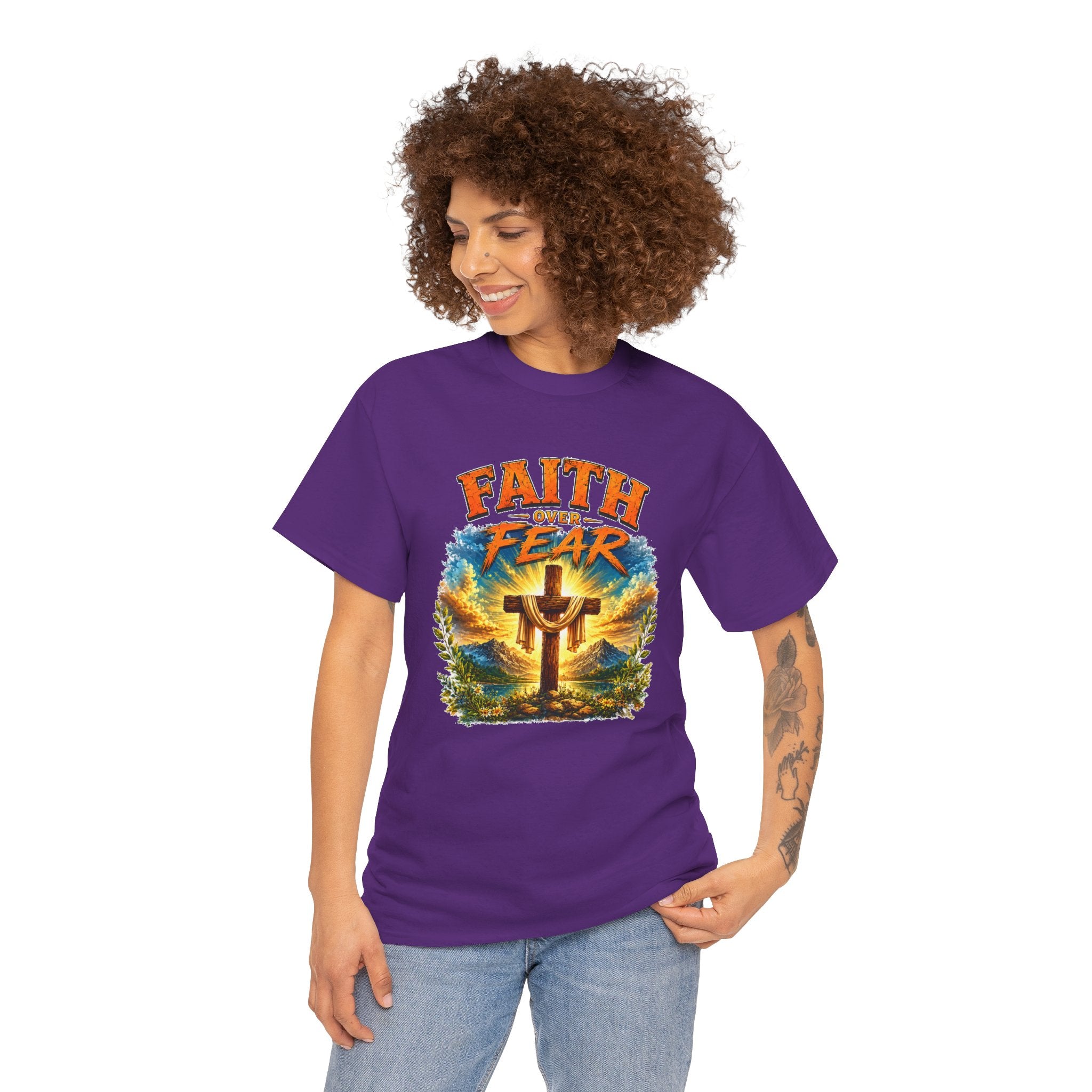 Faith Over Fear Christian T-Shirt | Cross Graphic Tee | Religious Unisex Shirt | Christian Gift