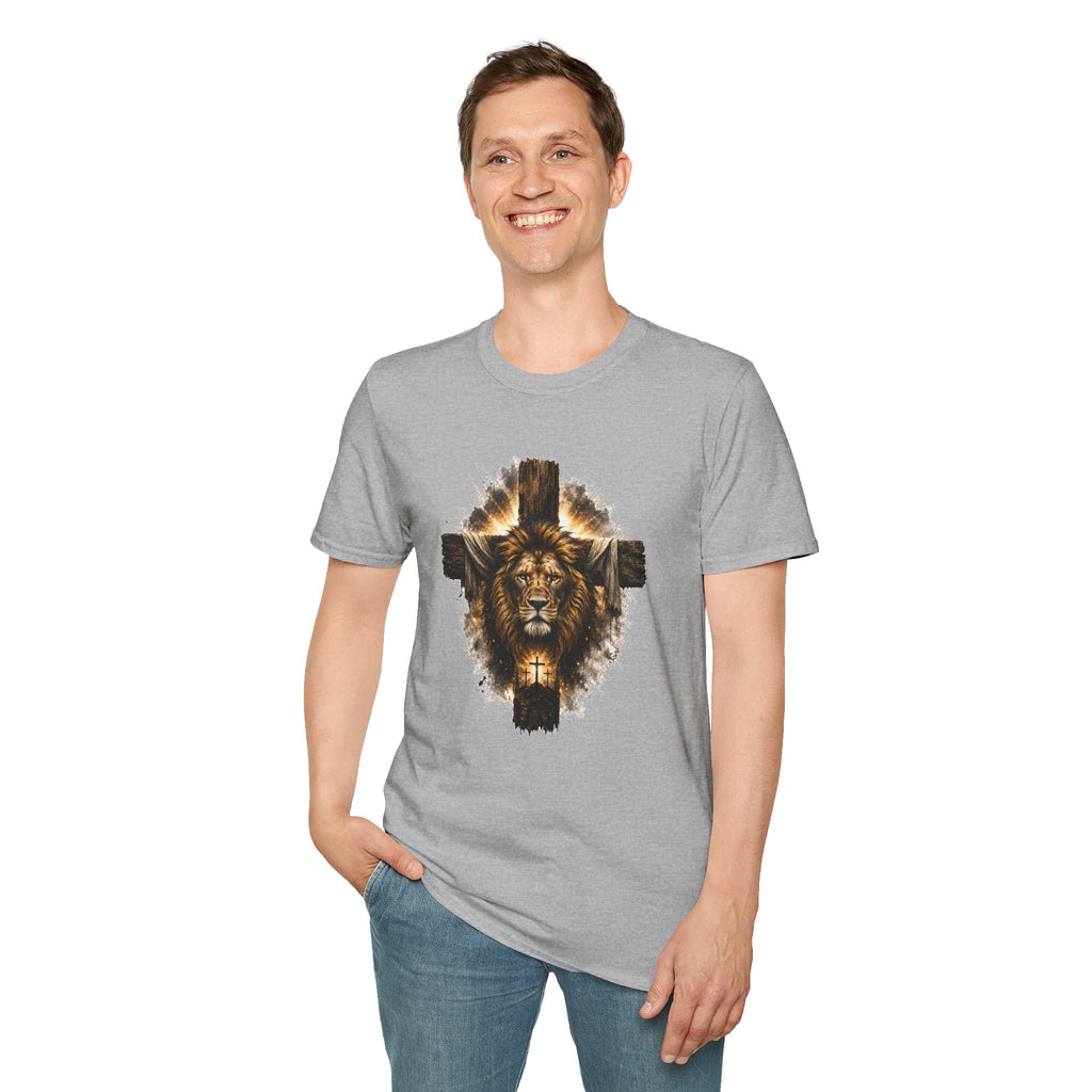 Lion Cross T-Shirt, Christian Faith Shirt, Lion of Judah Graphic Tee, Religious Gift
