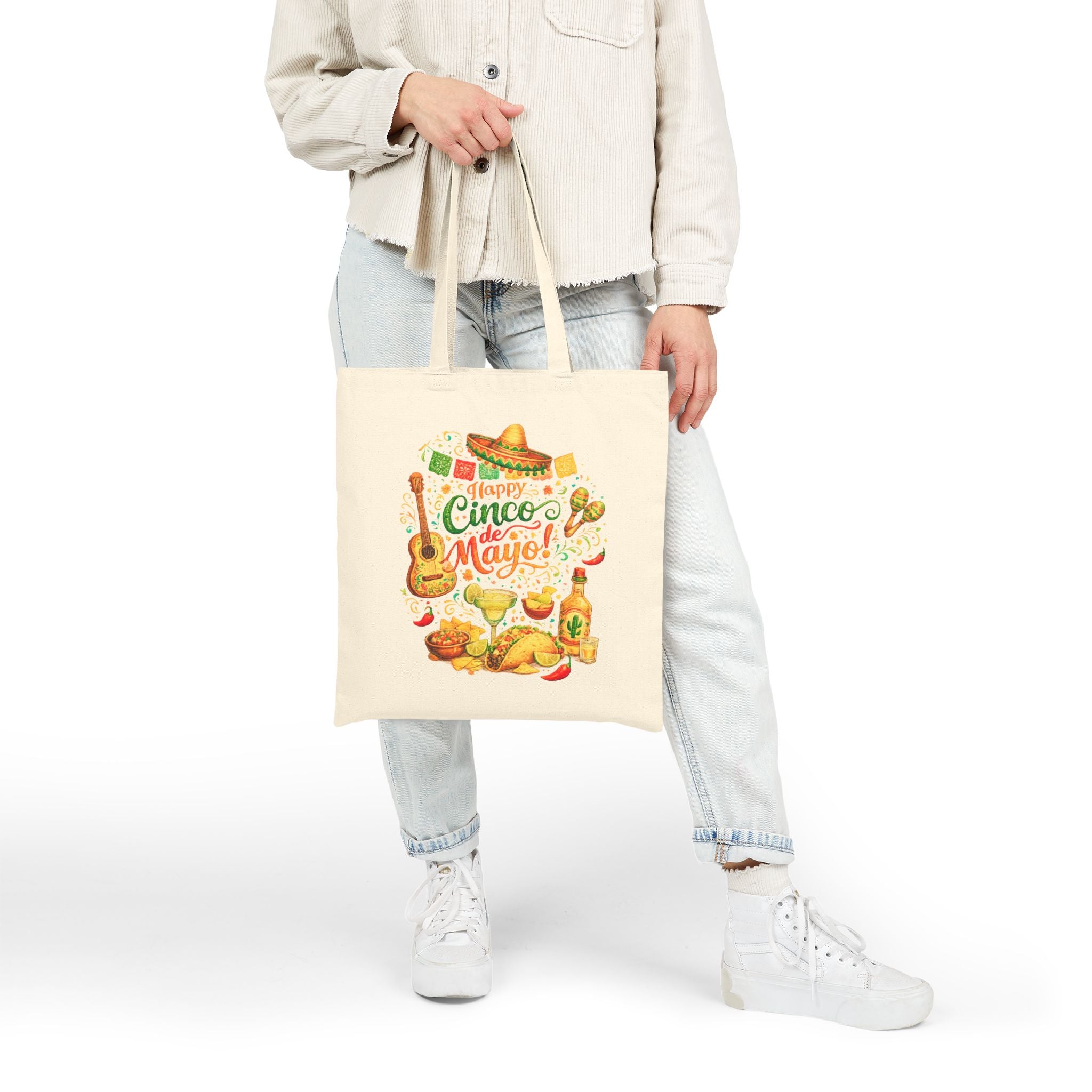 Cinco de Mayo Canvas Tote Bag — Festive Mexican Fiesta Grocery & Market Bag