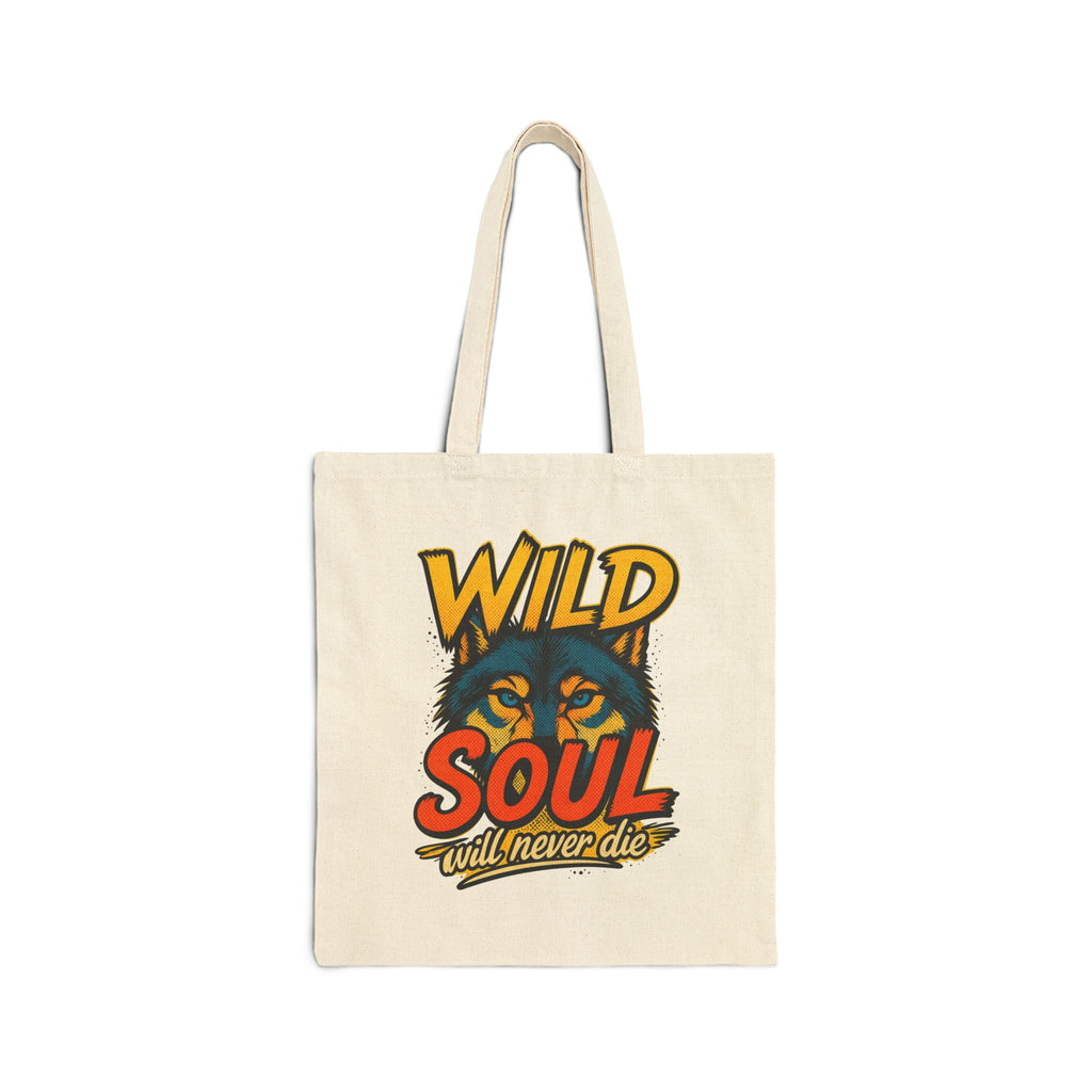 Tote Bag — "Wild Soul Will Never Die" Vintage Wolf Canvas Tote