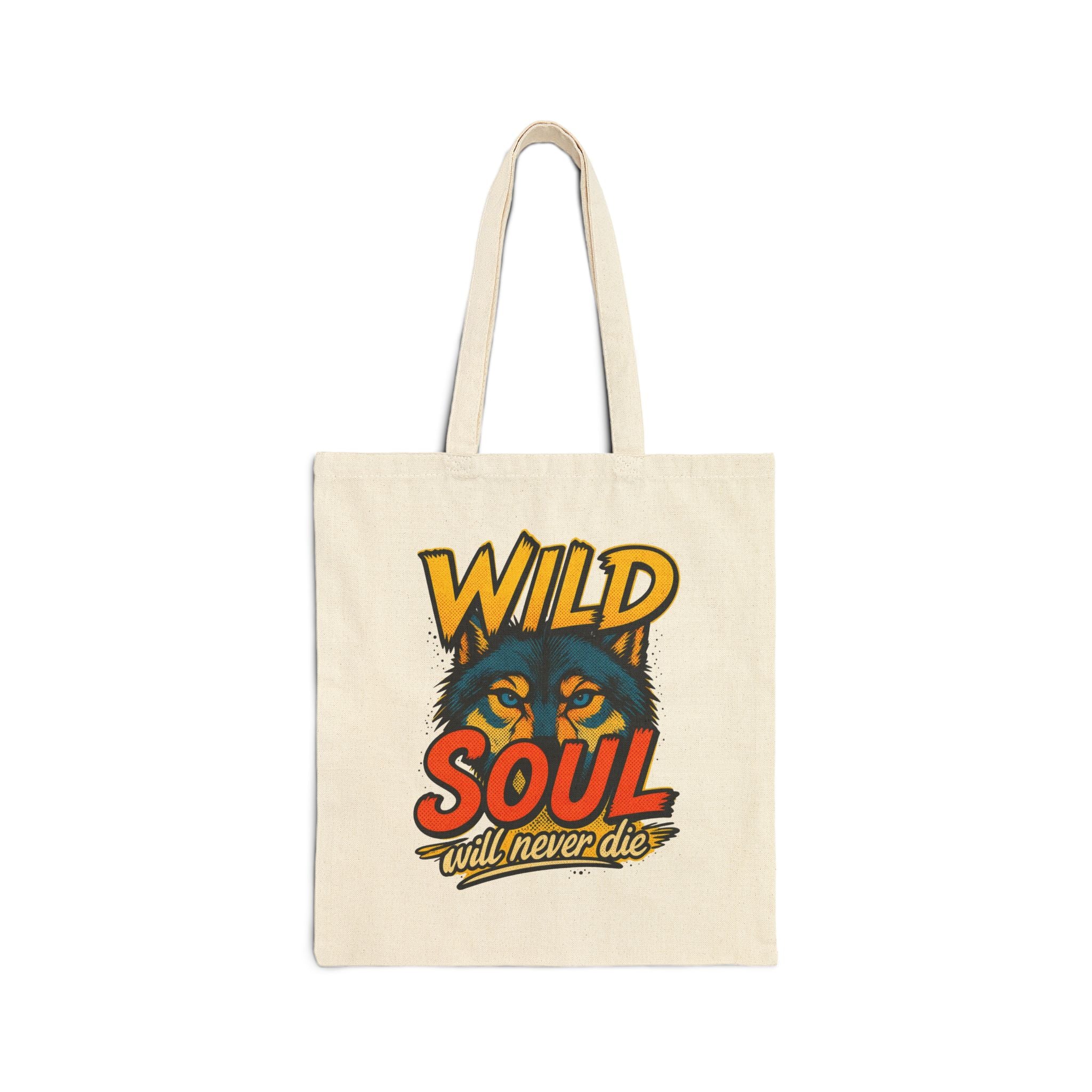 Tote Bag — "Wild Soul Will Never Die" Vintage Wolf Canvas Tote