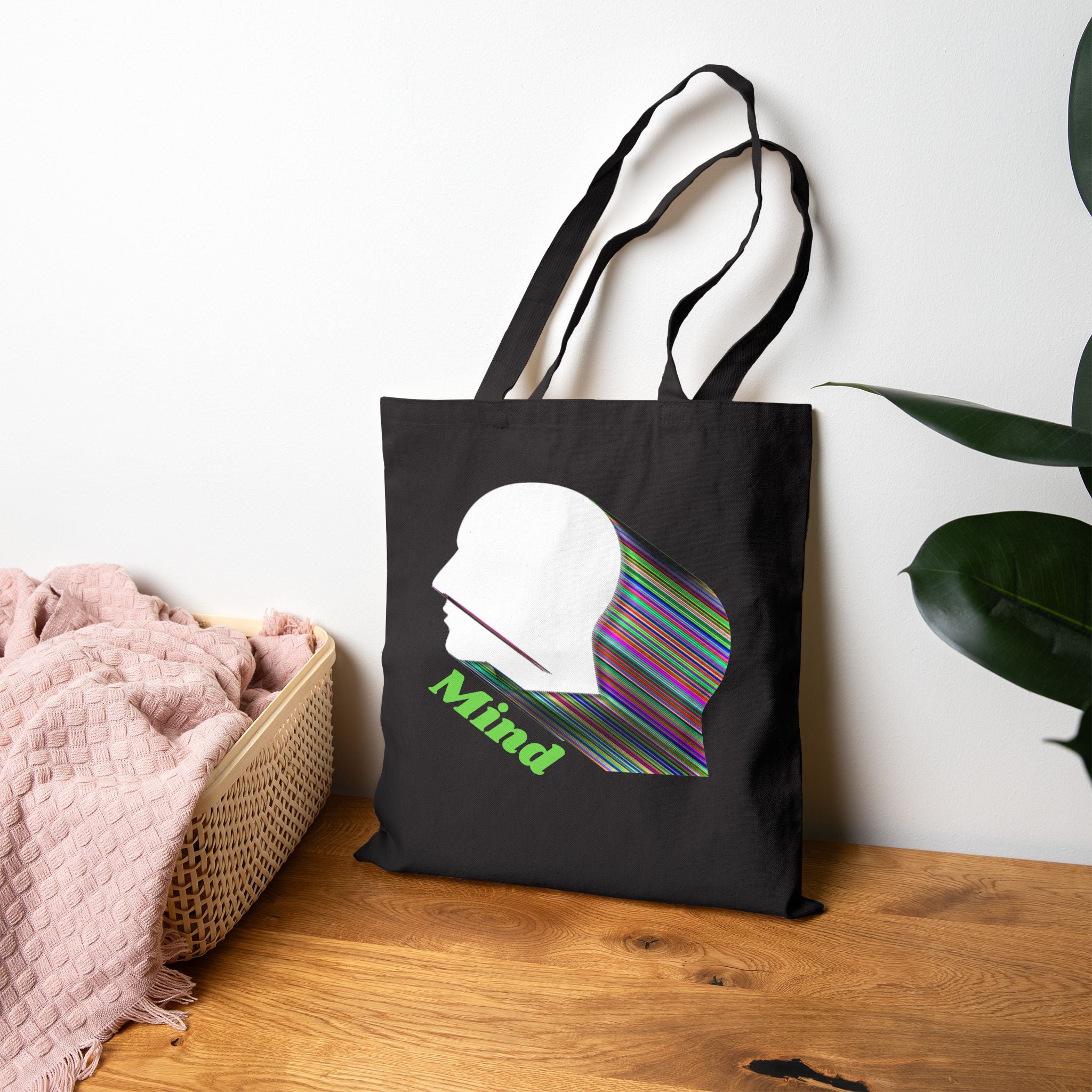 Mind Profile Tote Bag, Abstract Head Art, Modern Minimalist Design, Aesthetic Canvas Tote