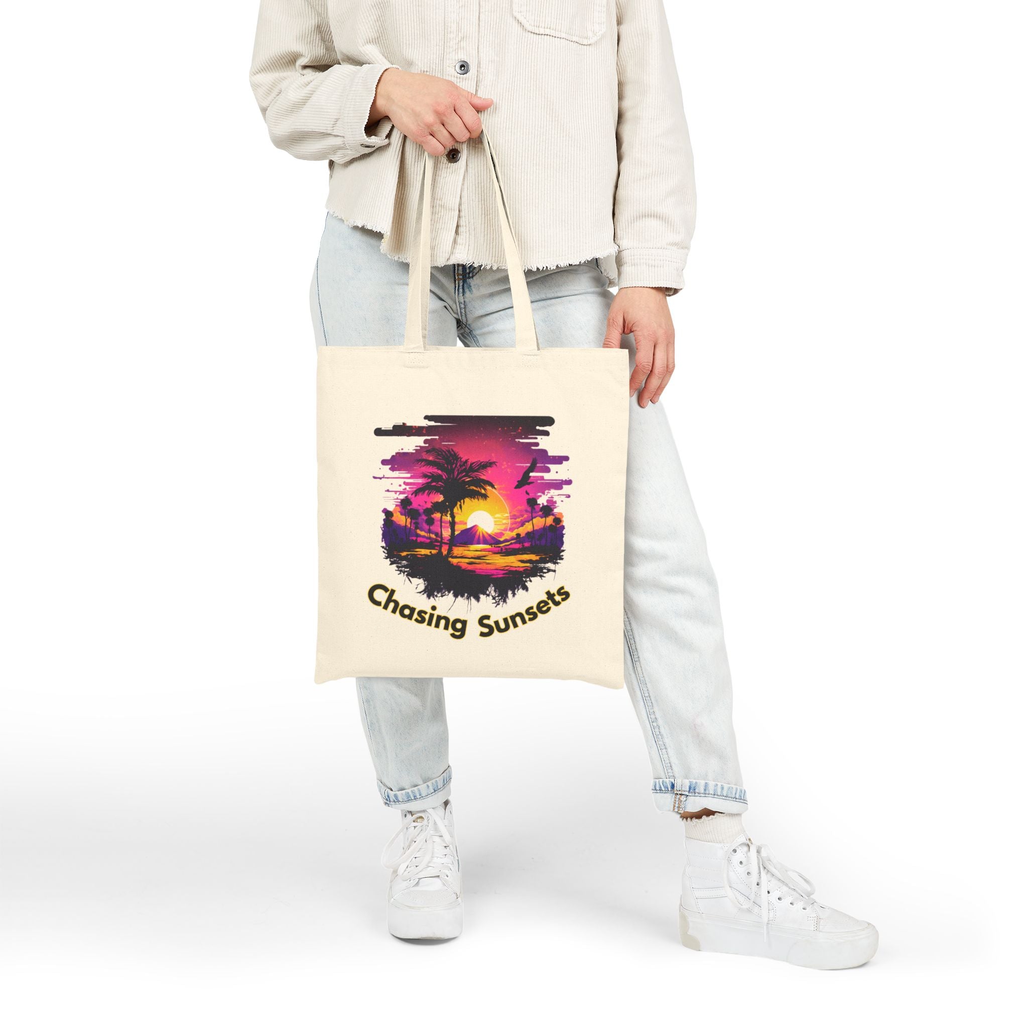 Chasing Sunsets Tote Bag, Sunset Beach Tote, Aesthetic Canvas Bag, Summer Tote Bag, Gift for Beach Lovers
