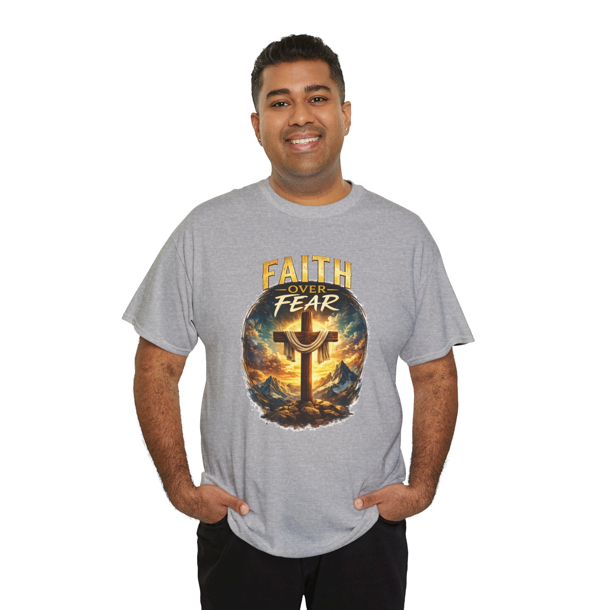 Faith Over Fear Christian T-Shirt | Cross Graphic Tee | Jesus Faith Shirt | Religious Unisex Shirt | Christian Gift for Men & Women