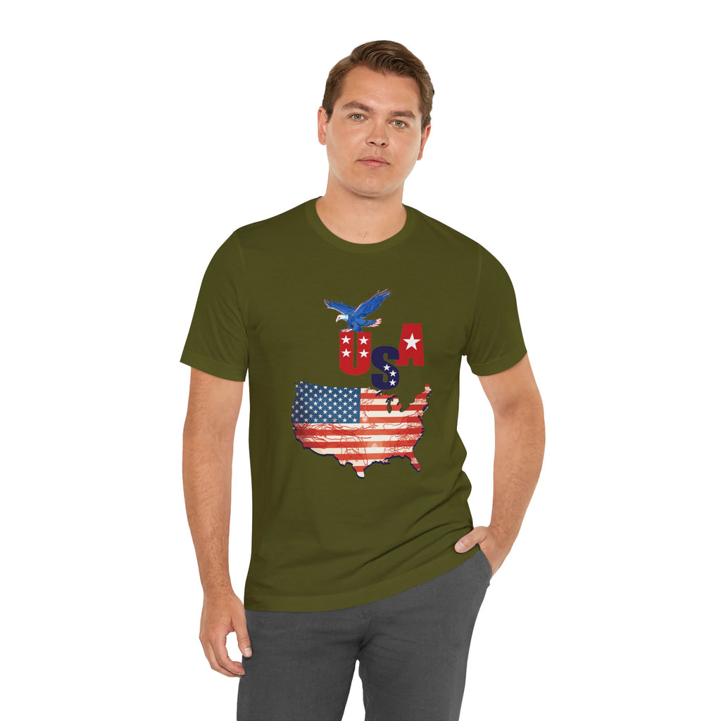 USA Flag Map T-Shirt, Patriotic Eagle Shirt, 4th of July Shirt, American Flag Tee, Independence Day Gift