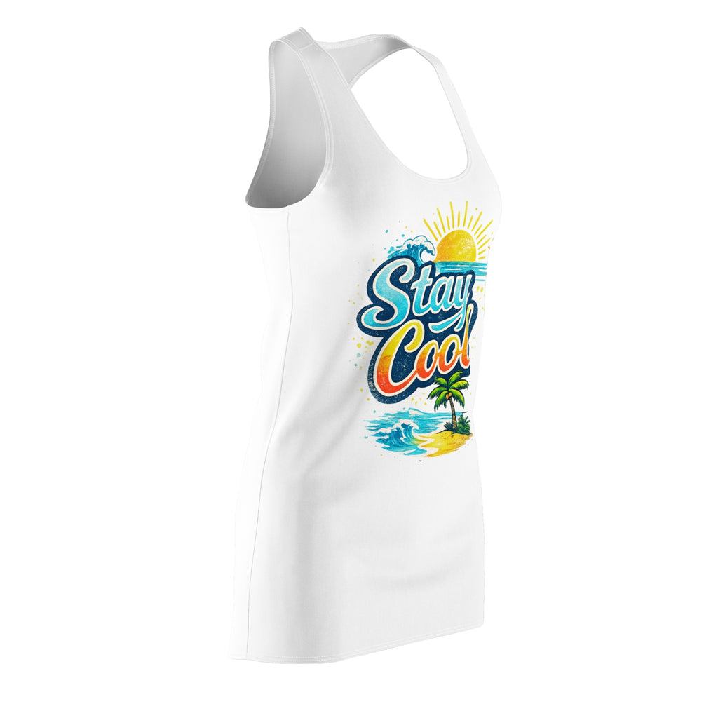 Stay Cool Racerback Dress — Tropical Beach Sun Graphic