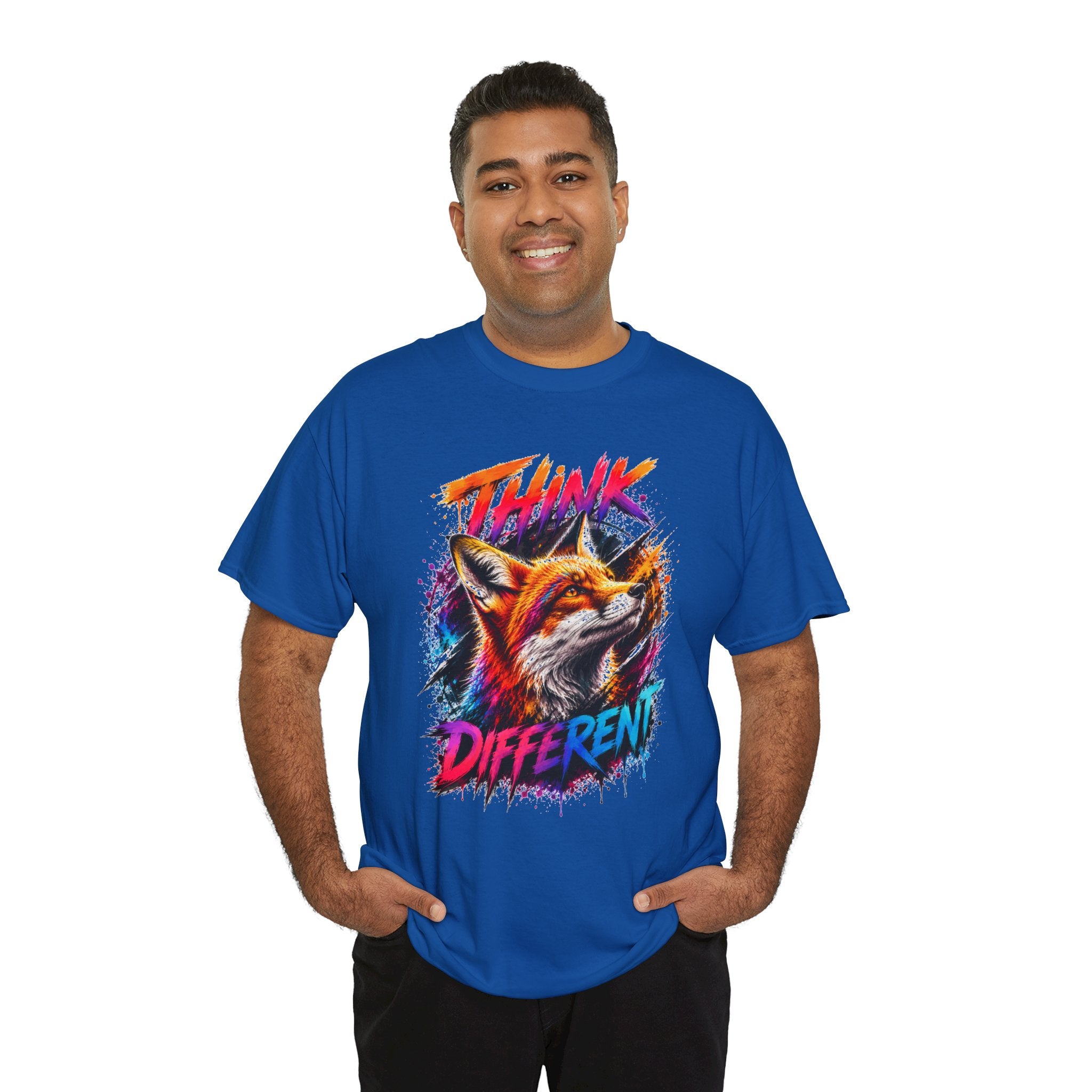 Think Different Fox Shirt, Colorful Fox T-Shirt, Wildlife Graphic Tee, Neon Animal Shirt, Gift for Fox Lovers