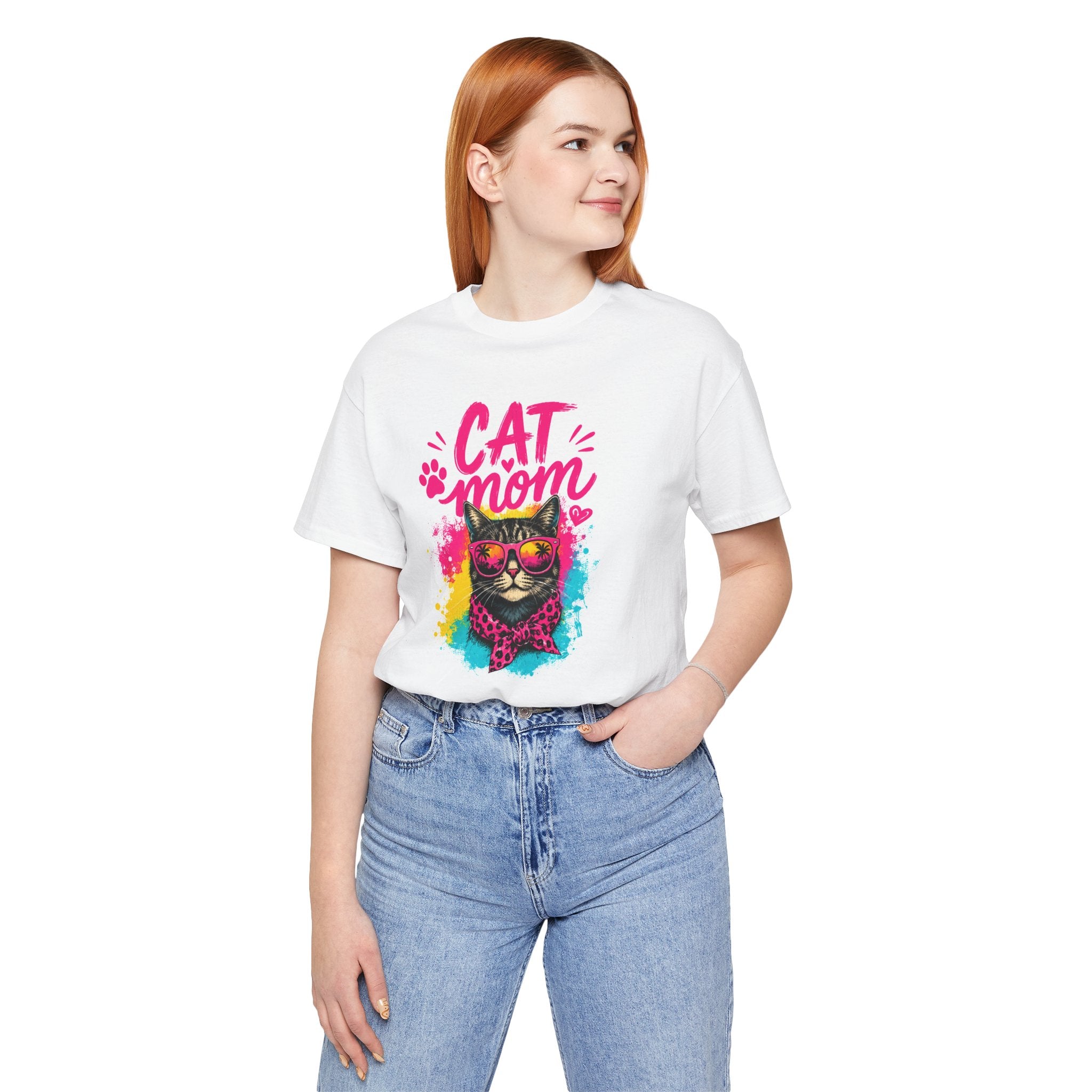 Cat Mom T-Shirt | Funny Cat Mom Gift | Colorful Retro Cat Lover Tee | Cute Cat Graphic Shirt | Unisex Cat Mom Tee