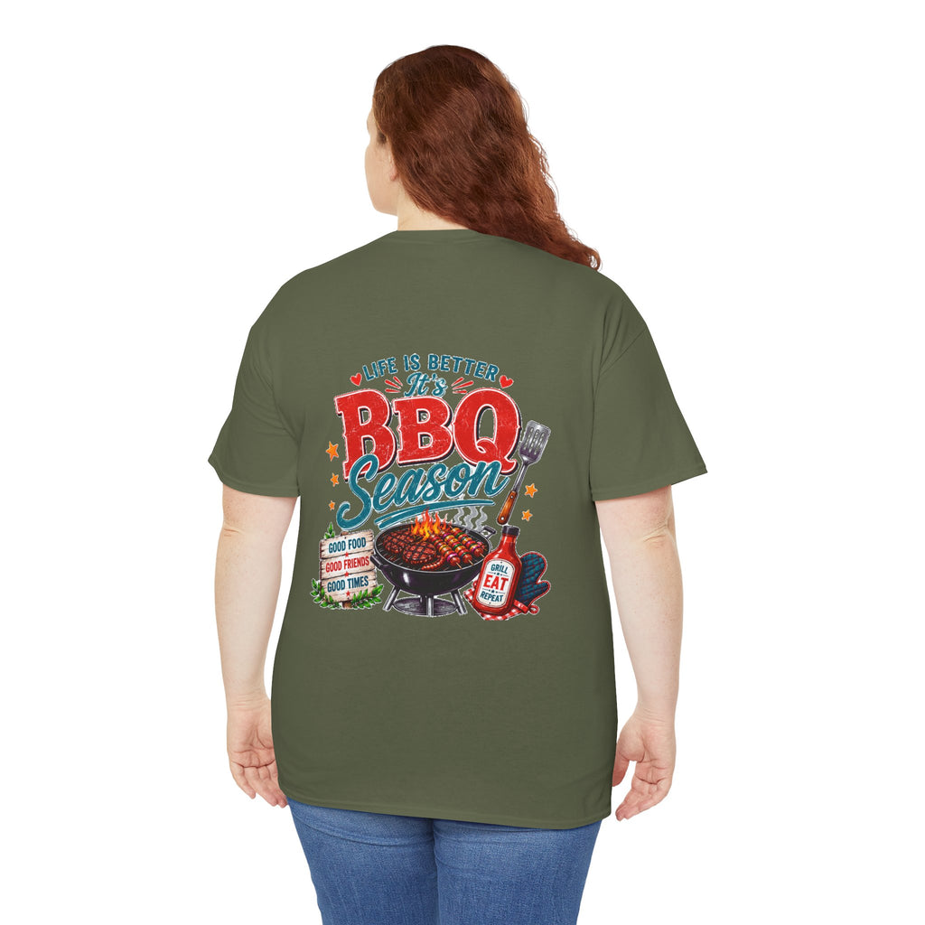 BBQ Season T-Shirt | Life Is Better It's BBQ Season Tee | Funny Grill Shirt | Summer Cookout Tee | Barbecue Lover Gift | Backyard BBQ Shirt