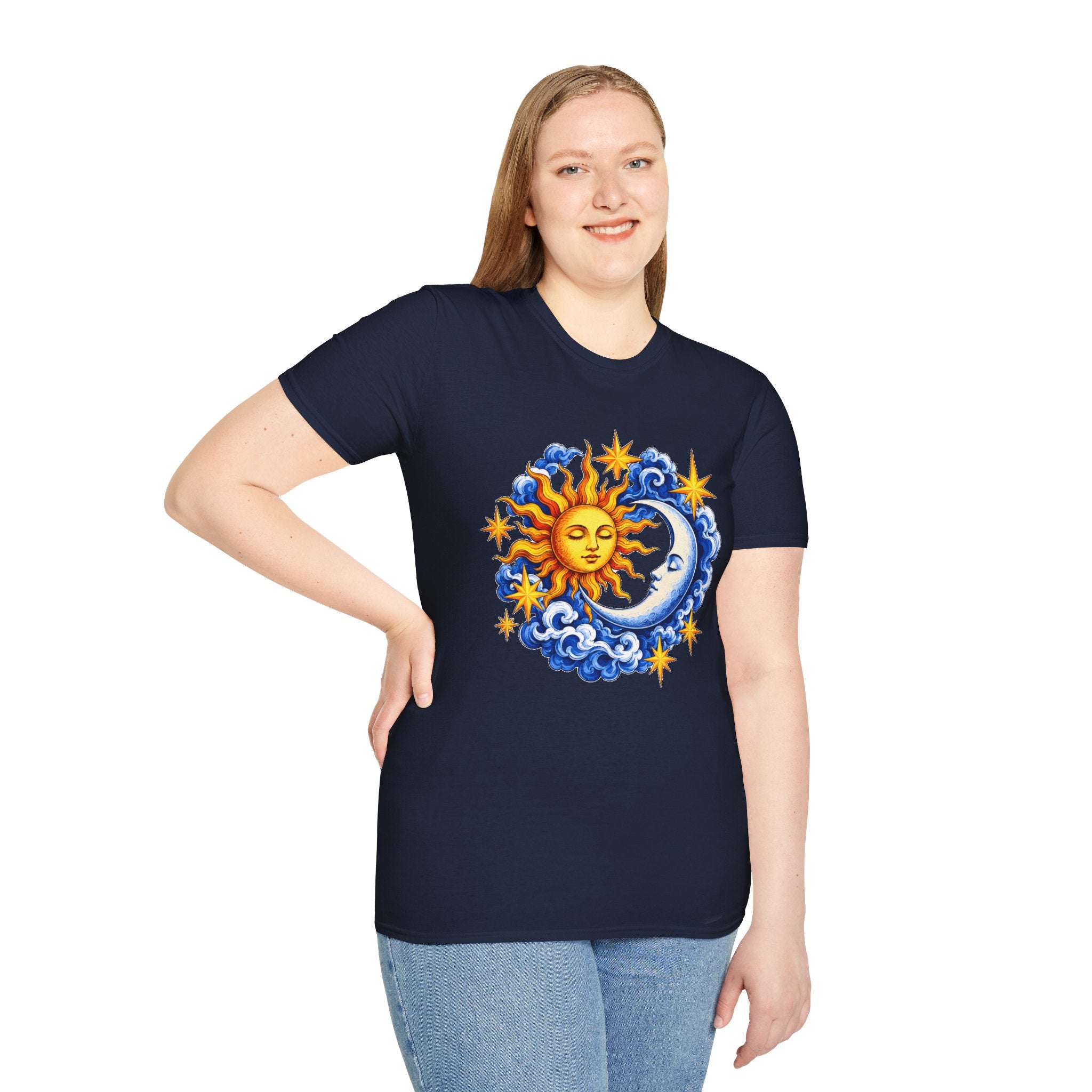 Sun and Moon Graphic T-Shirt — Celestial Boho Solar Lunar Tee