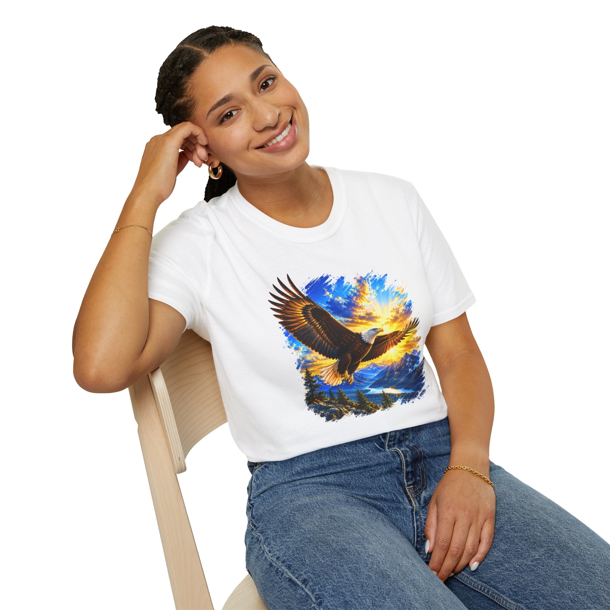 Majestic Eagle Sunset T-Shirt | Freedom Eagle Graphic Tee | Nature Wildlife Shirt | Mountain Sunset Unisex Tee | Outdoor Adventure Gift