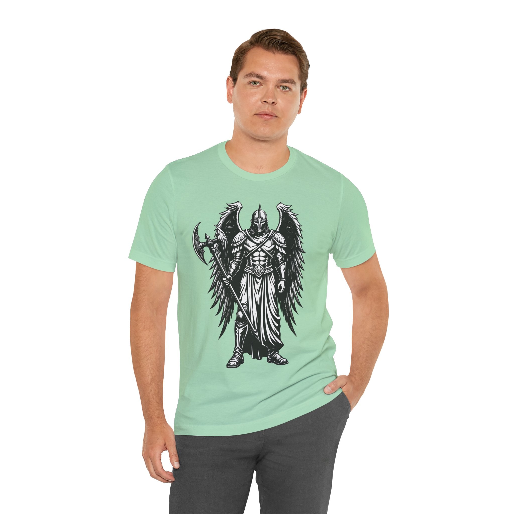 Angel of War Graphic Tee — Winged Knight Armor T-Shirt