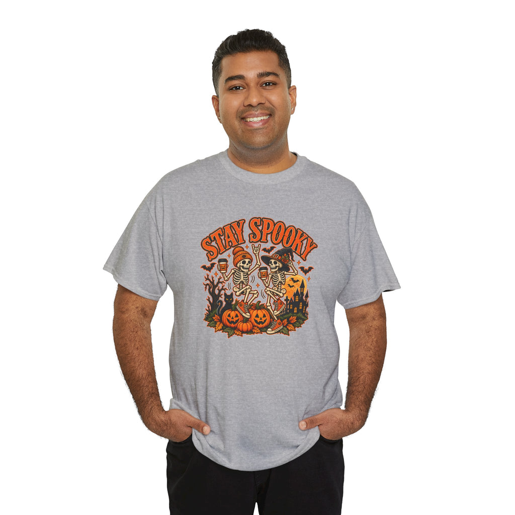 Stay Spooky Halloween Shirt | Dancing Skeleton Pumpkin Graphic Tee