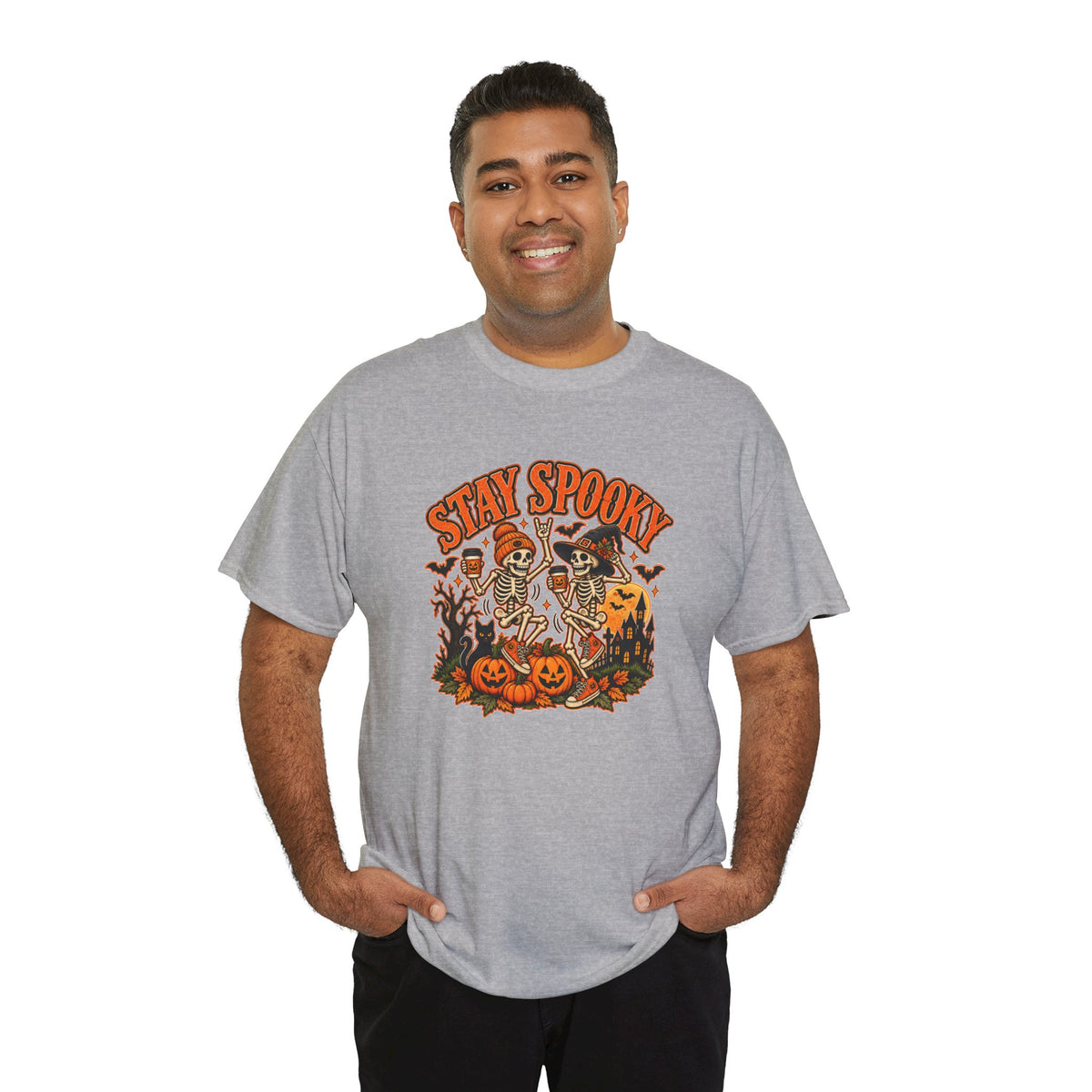 Stay Spooky Halloween Shirt | Dancing Skeleton Pumpkin Graphic Tee