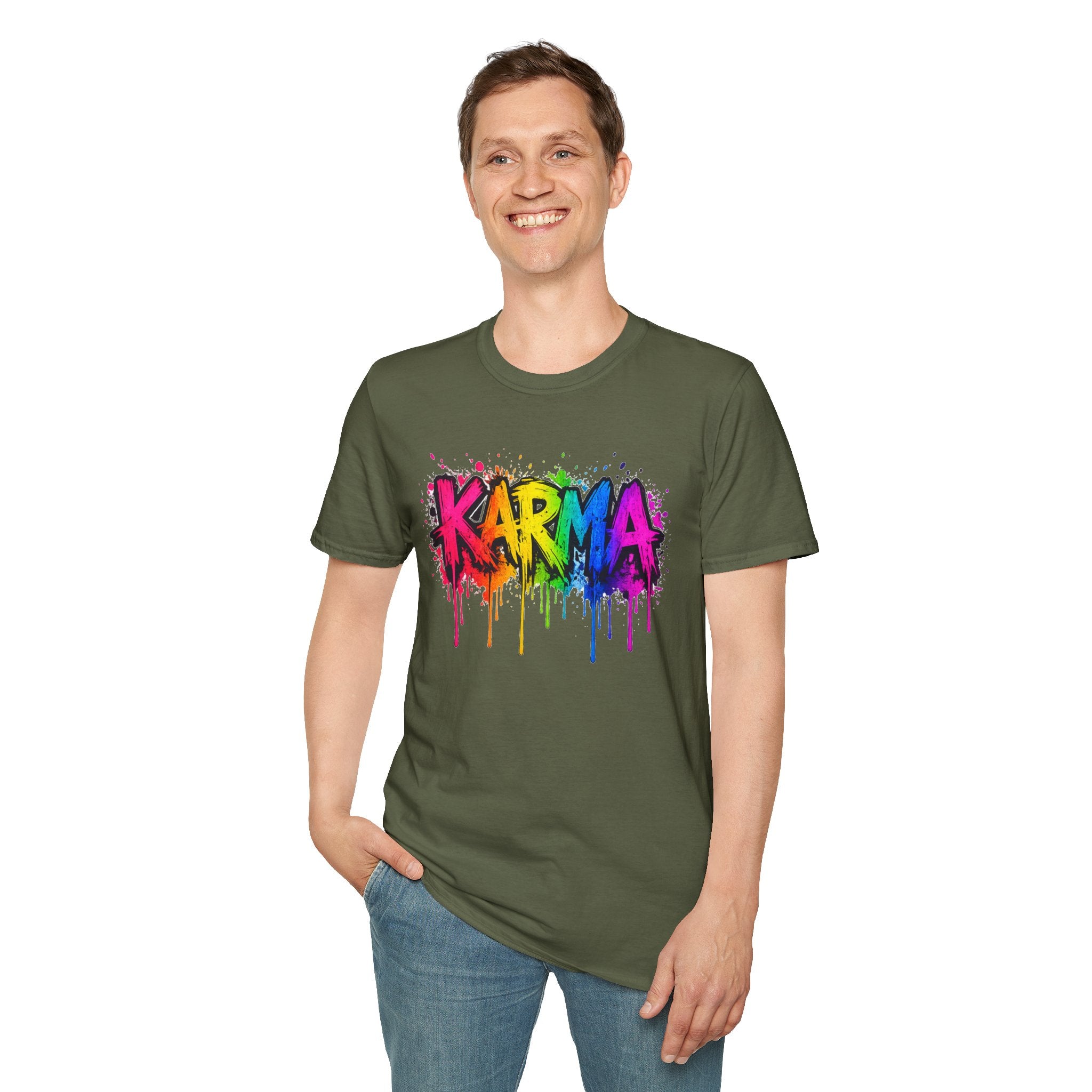 Karma Rainbow Drip Shirt, Funny Graphic Tee, Colorful Streetwear T-Shirt, Unisex Casual Tee, Gift Idea
