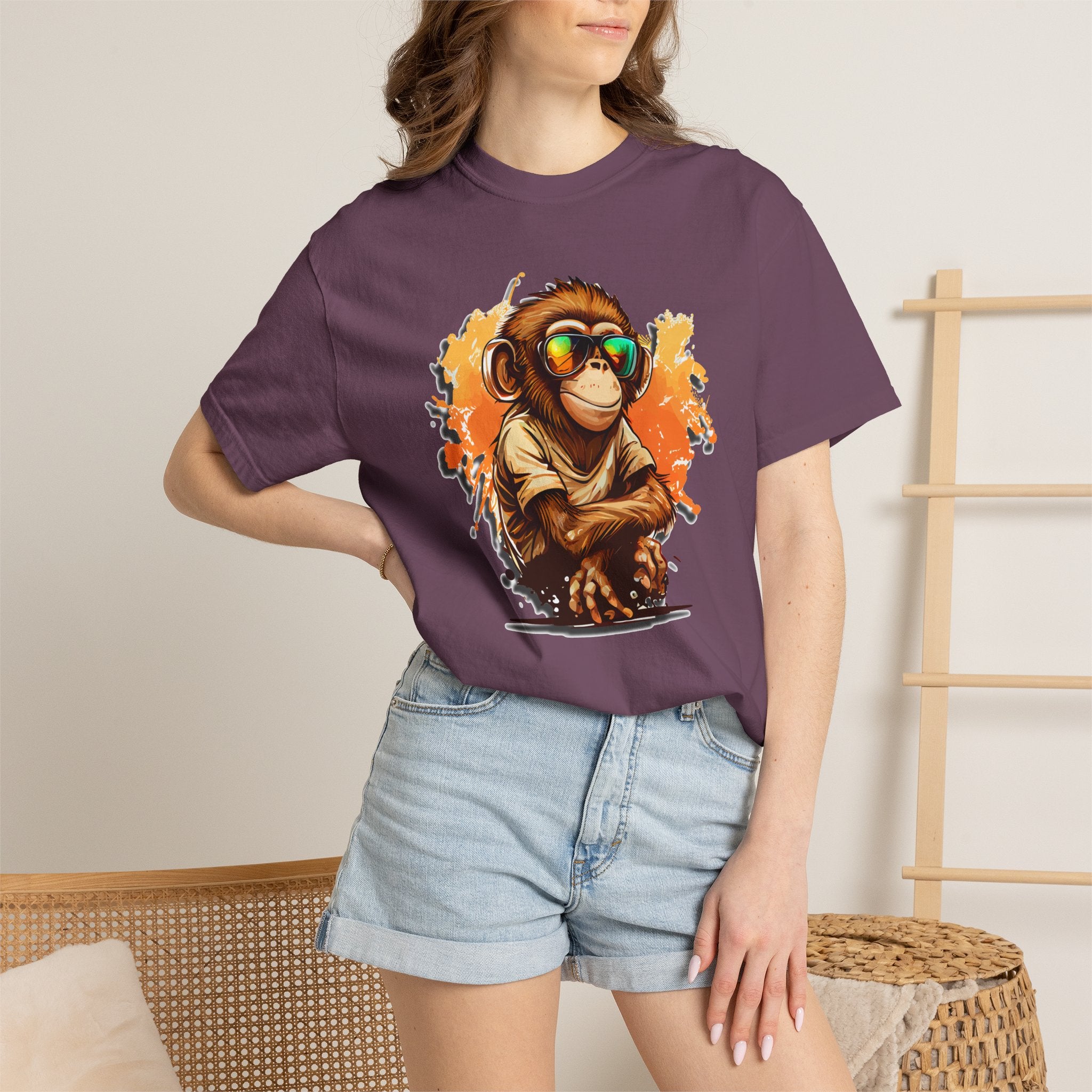 Cool Monkey Graphic T-Shirt | Funny Chimp Sunglasses Tee | Streetwear Animal Shirt | Unisex Casual Gift
