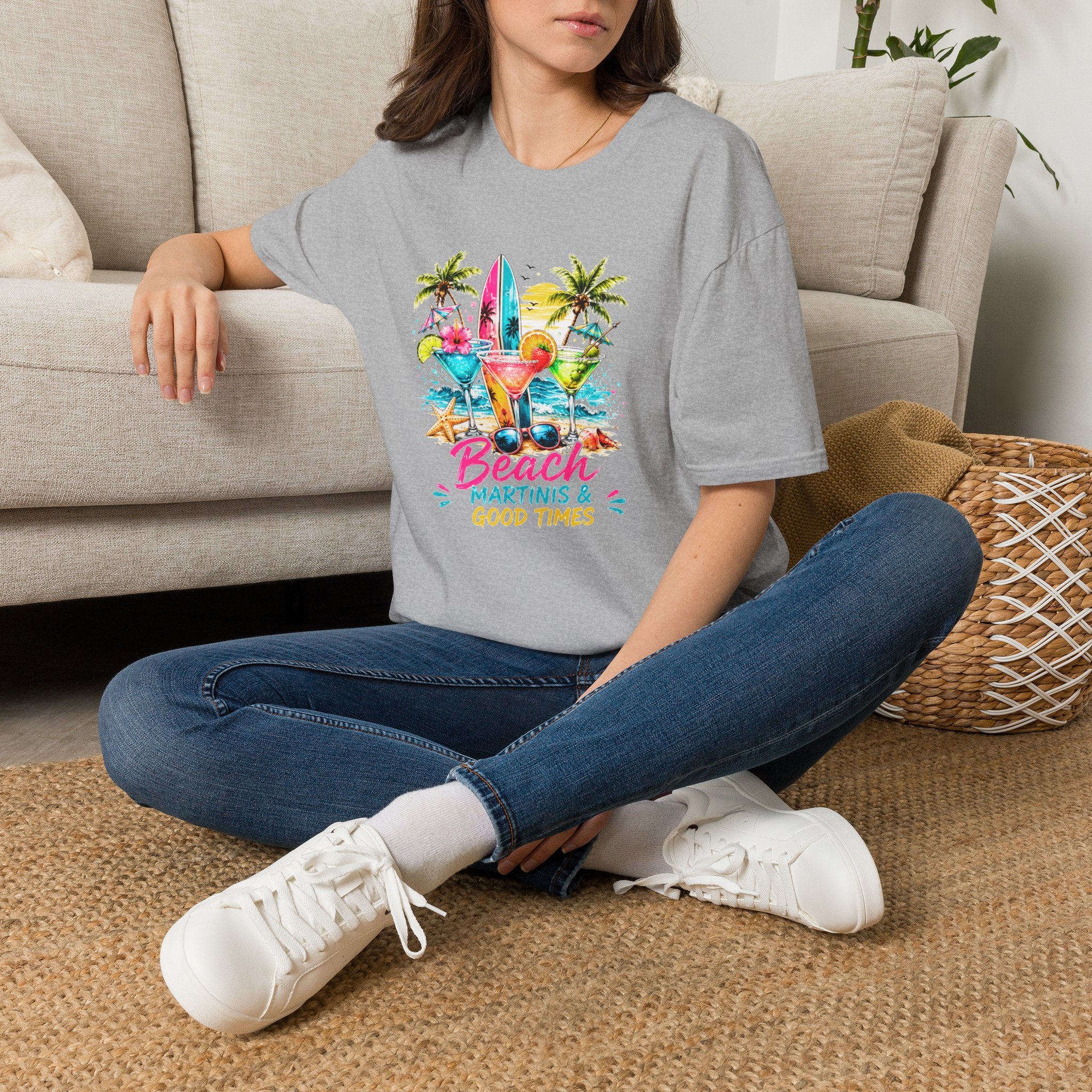 Beach Cocktails T-Shirt, Tropical Summer Shirt, Beach Martini Tee, Coastal Vacation Shirt, Summer Graphic Tee