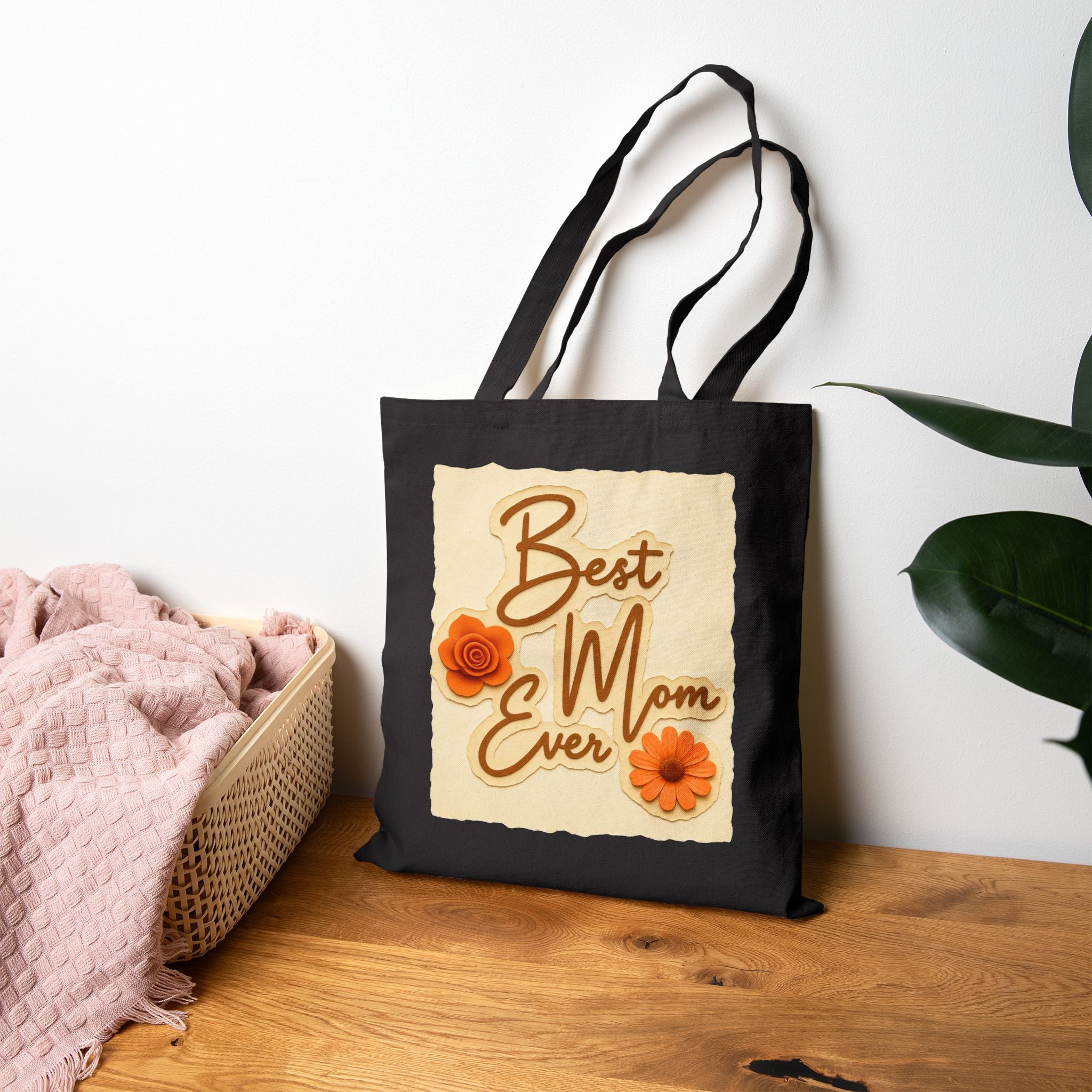 Best Mom Ever Tote Bag, Floral Canvas Bag, Cute Gift for Mom, Retro Style Reusable Bag, Mother’s Day Gift