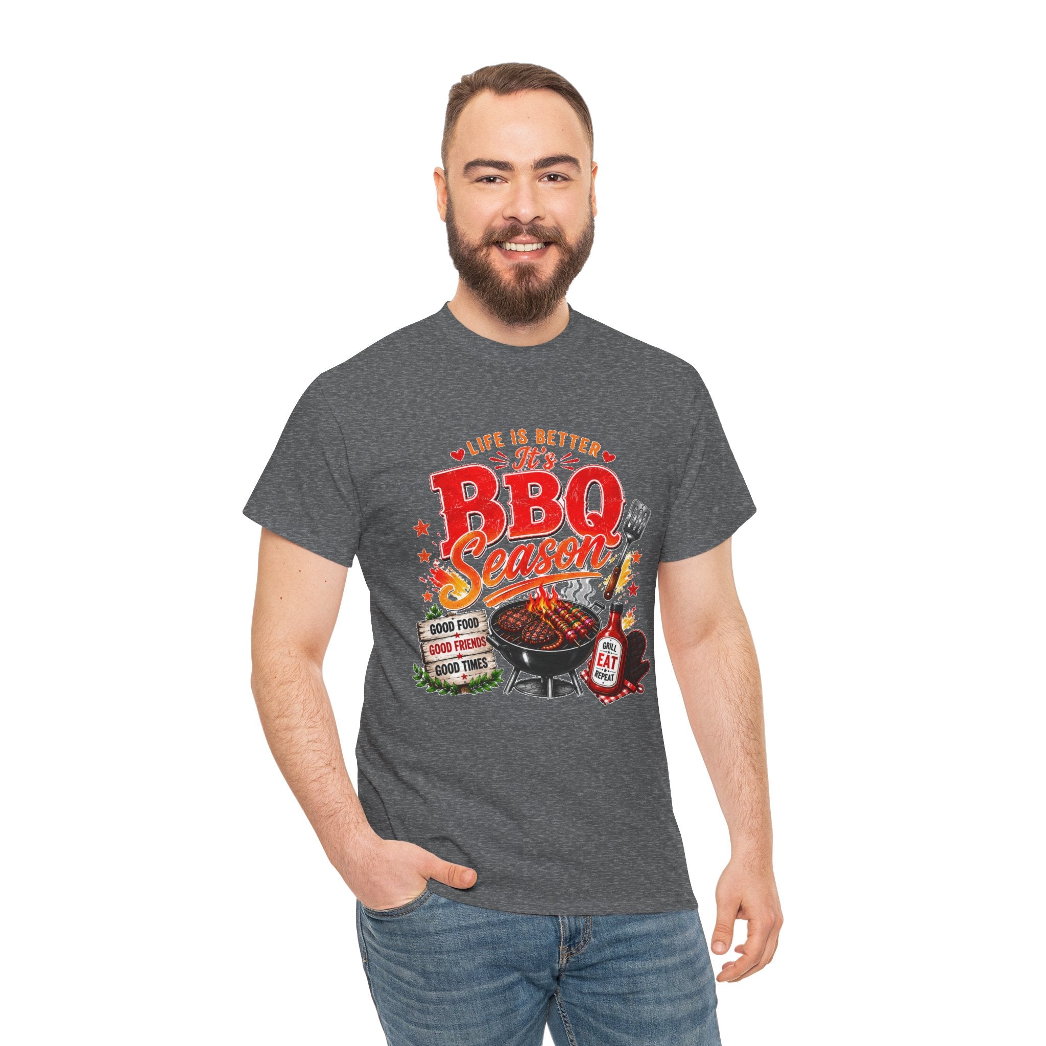BBQ Season T-Shirt | Life Is Better It's BBQ Season Tee | Funny Grill Shirt | Summer Cookout Shirt | Barbecue Lover Gift | Backyard BBQ Tee